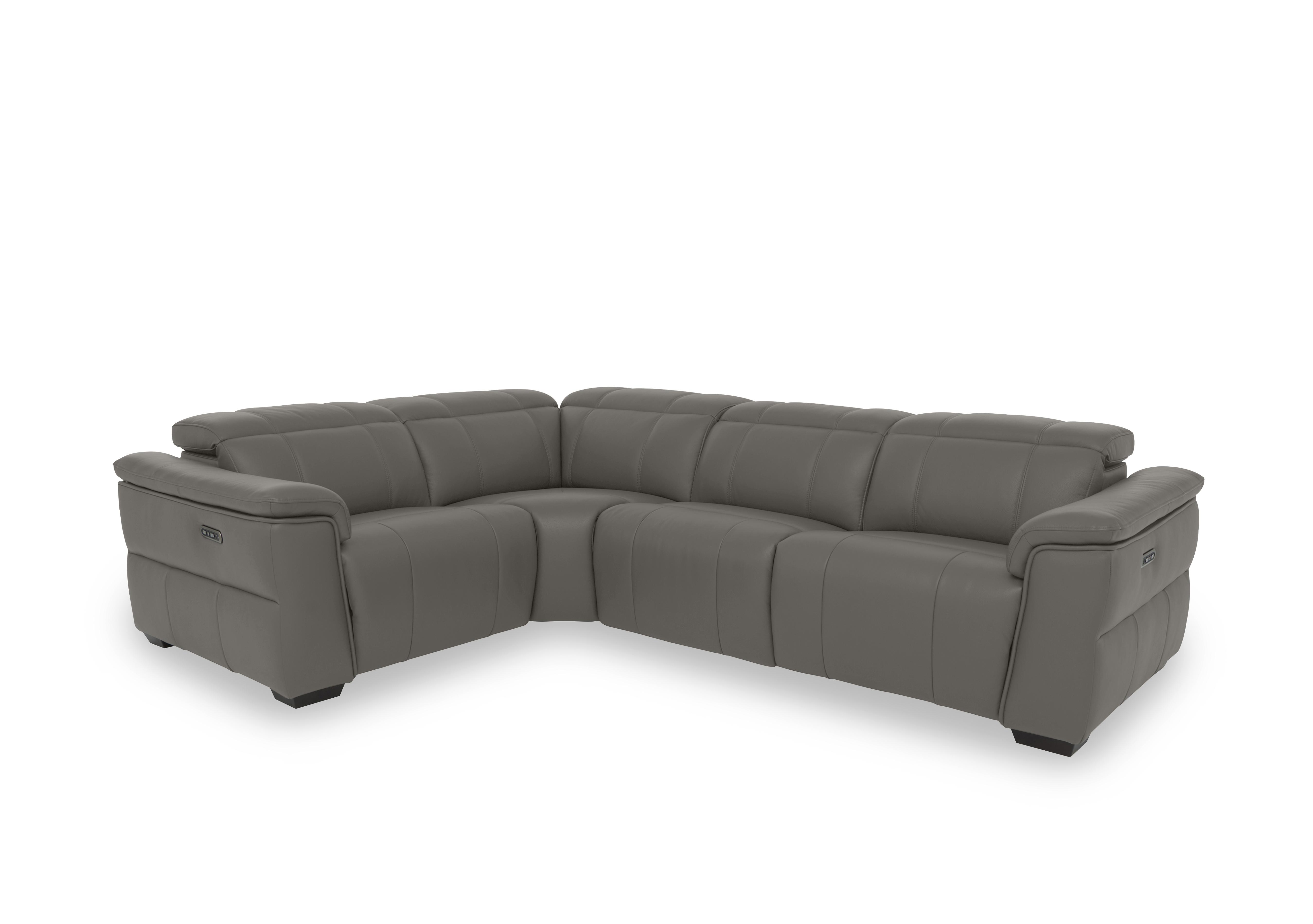Inca Leather Double Power Recliner Corner Sofa with Power Headrests in Cat-40/15 Elephant on Furniture Village