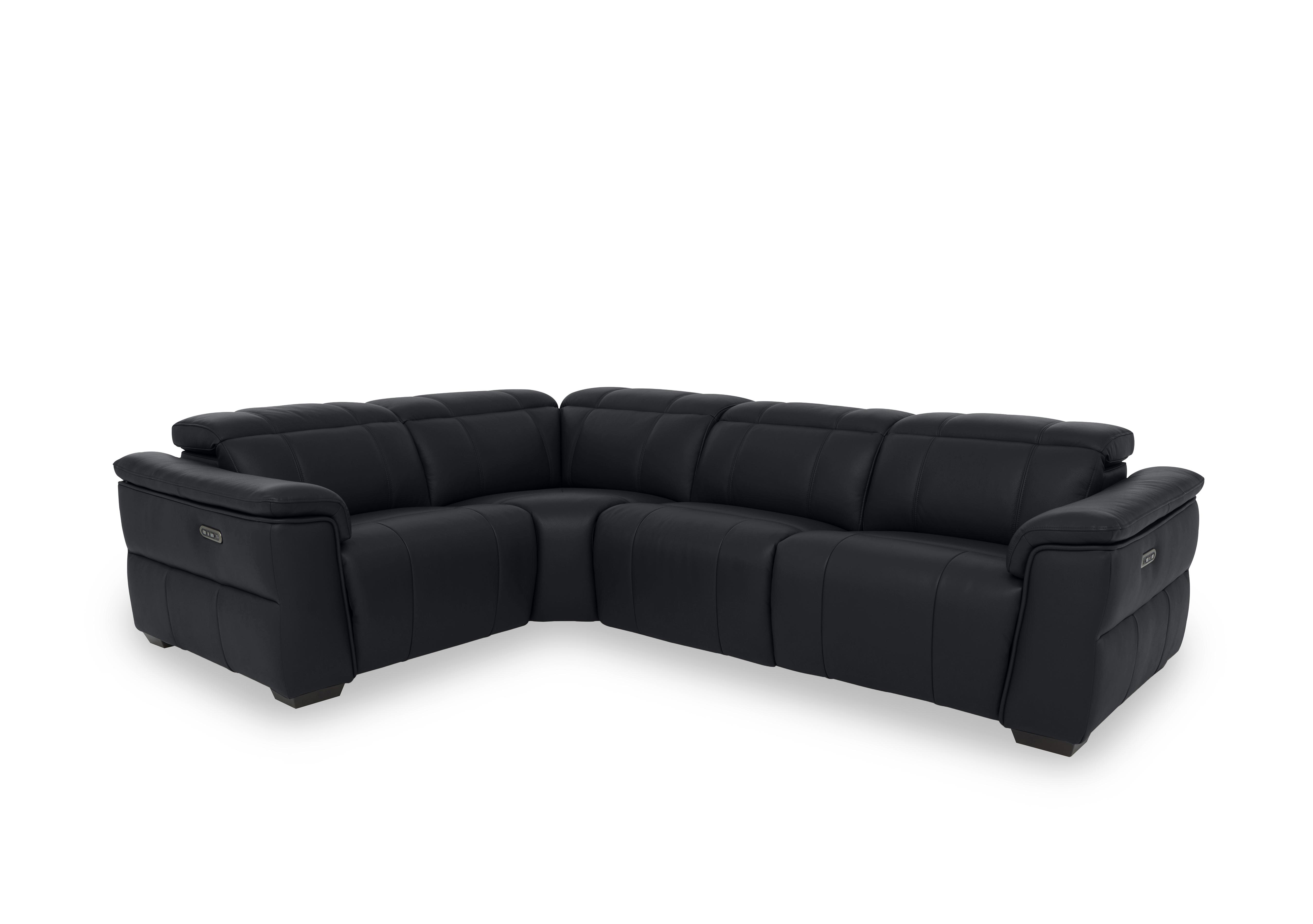 Inca Leather Double Power Recliner Corner Sofa with Power Headrests in Cat-60/18 Lavender Grey on Furniture Village