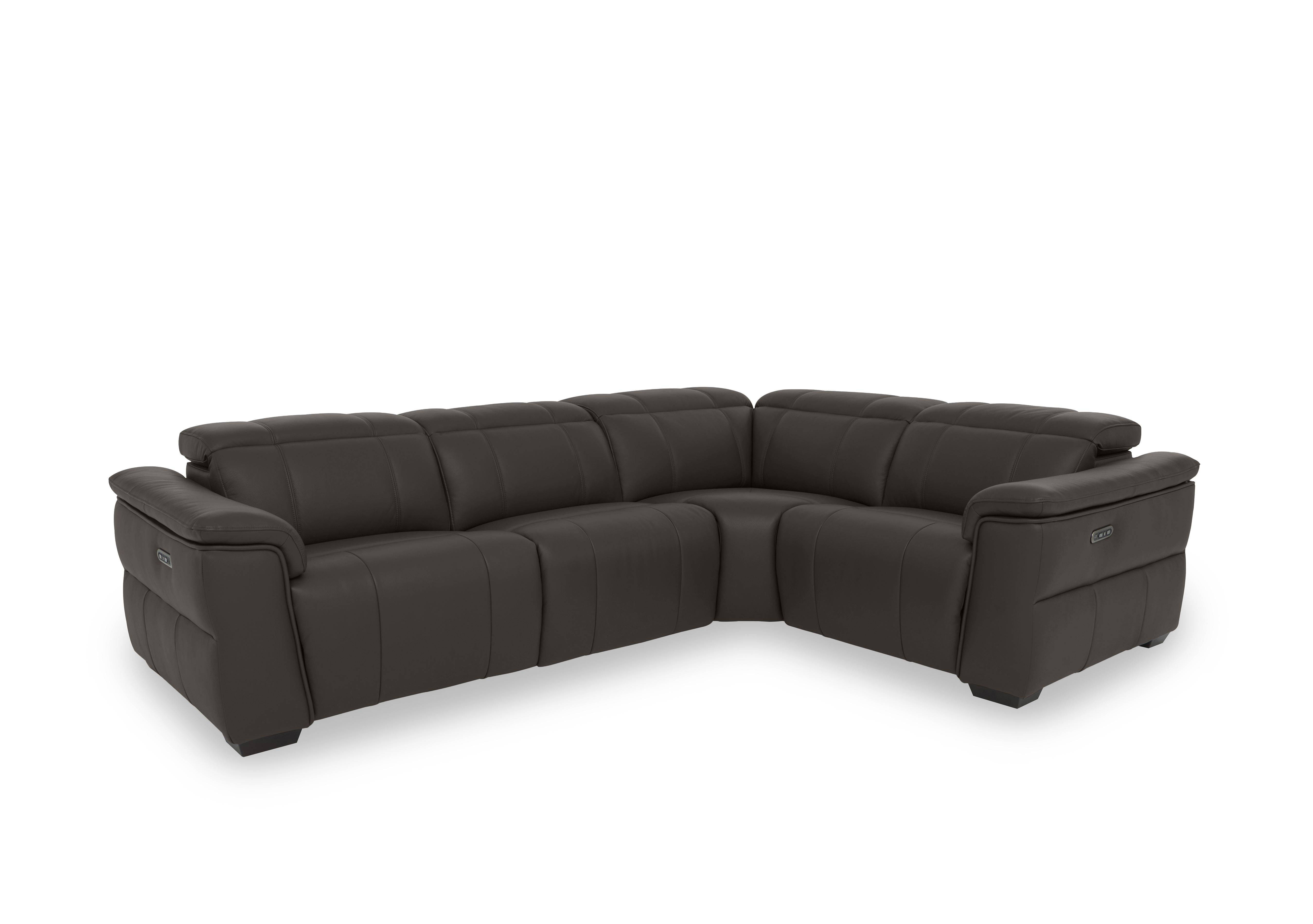 Inca Leather Double Power Recliner Corner Sofa with Power Headrests in Cat-60/21 Storm on Furniture Village