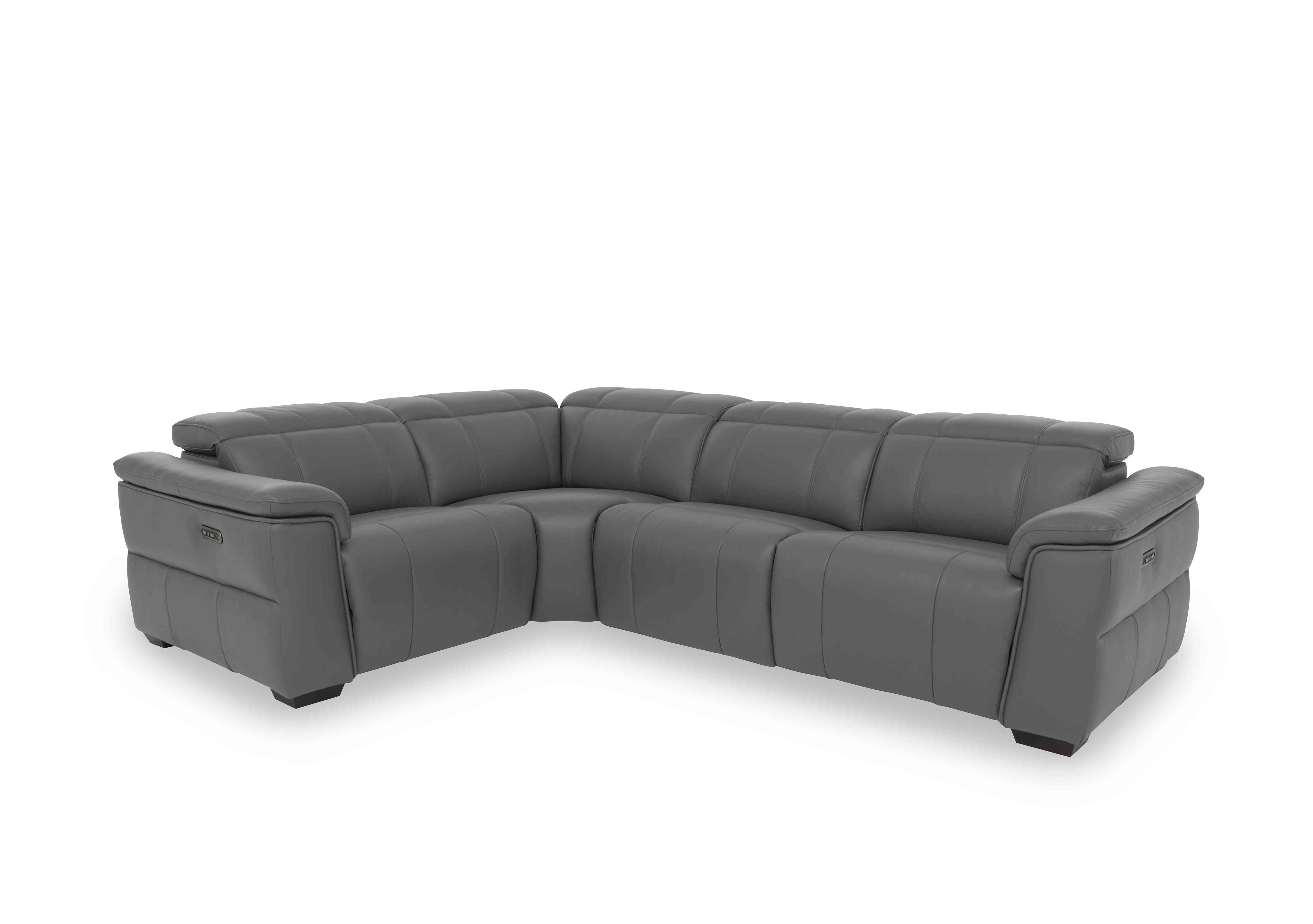 Inca Leather Double Power Recliner Corner Sofa with Power Headrests in Cat-60/33 Granite on Furniture Village
