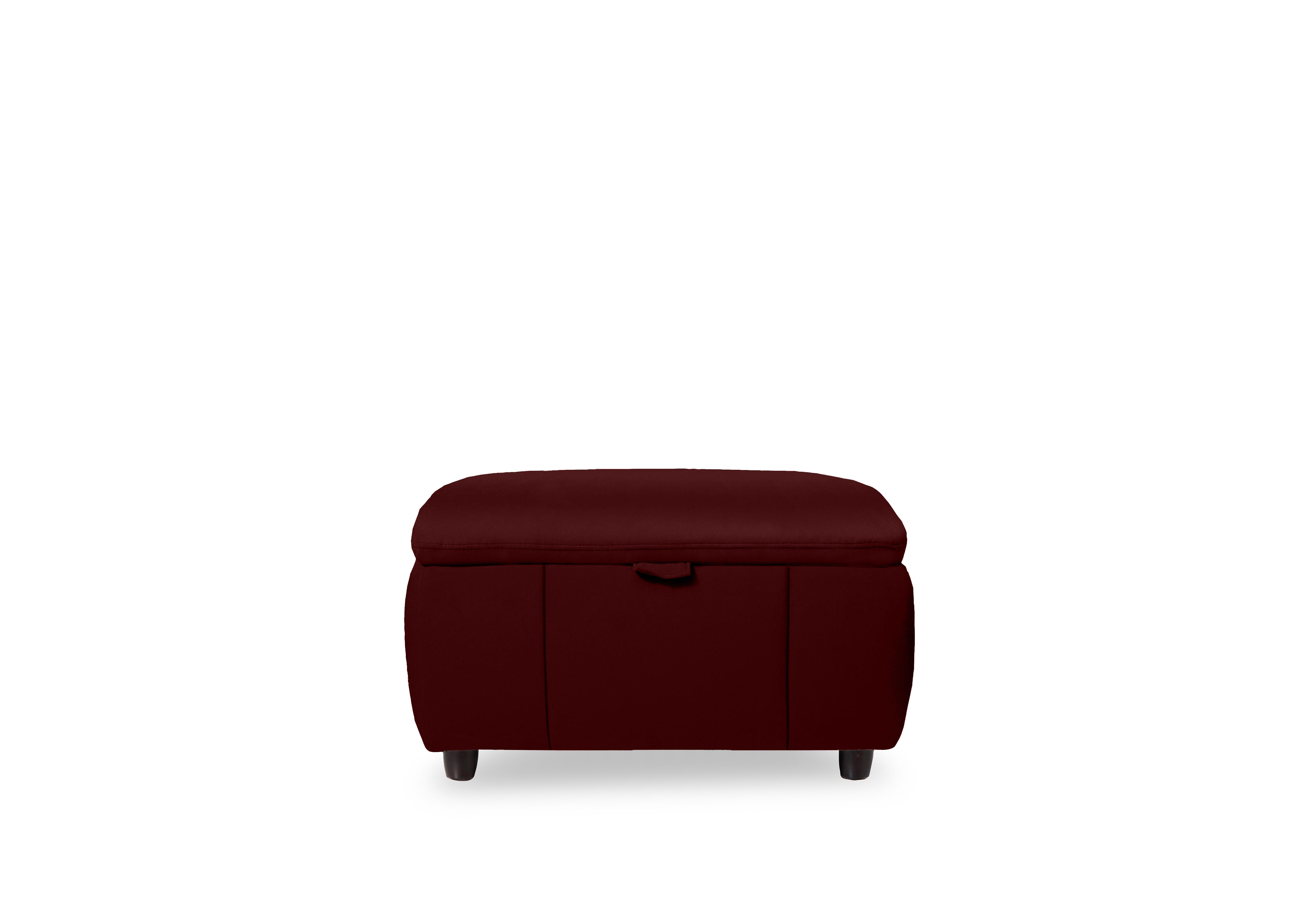 Inca Leather Storage Footstool in Cat-60/15 Ruby on Furniture Village