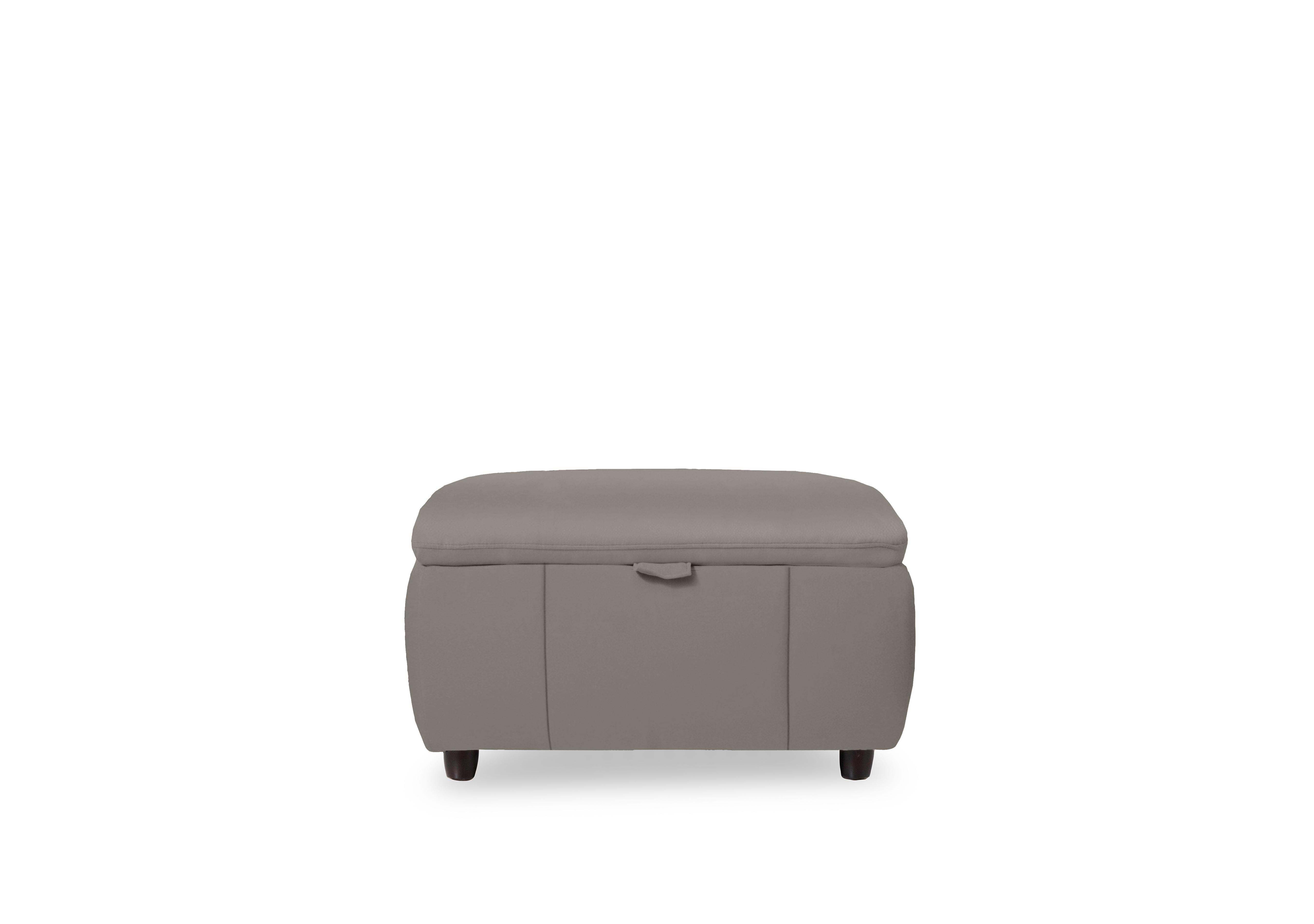 Inca Leather Storage Footstool in Cat-60/28 New Grey on Furniture Village