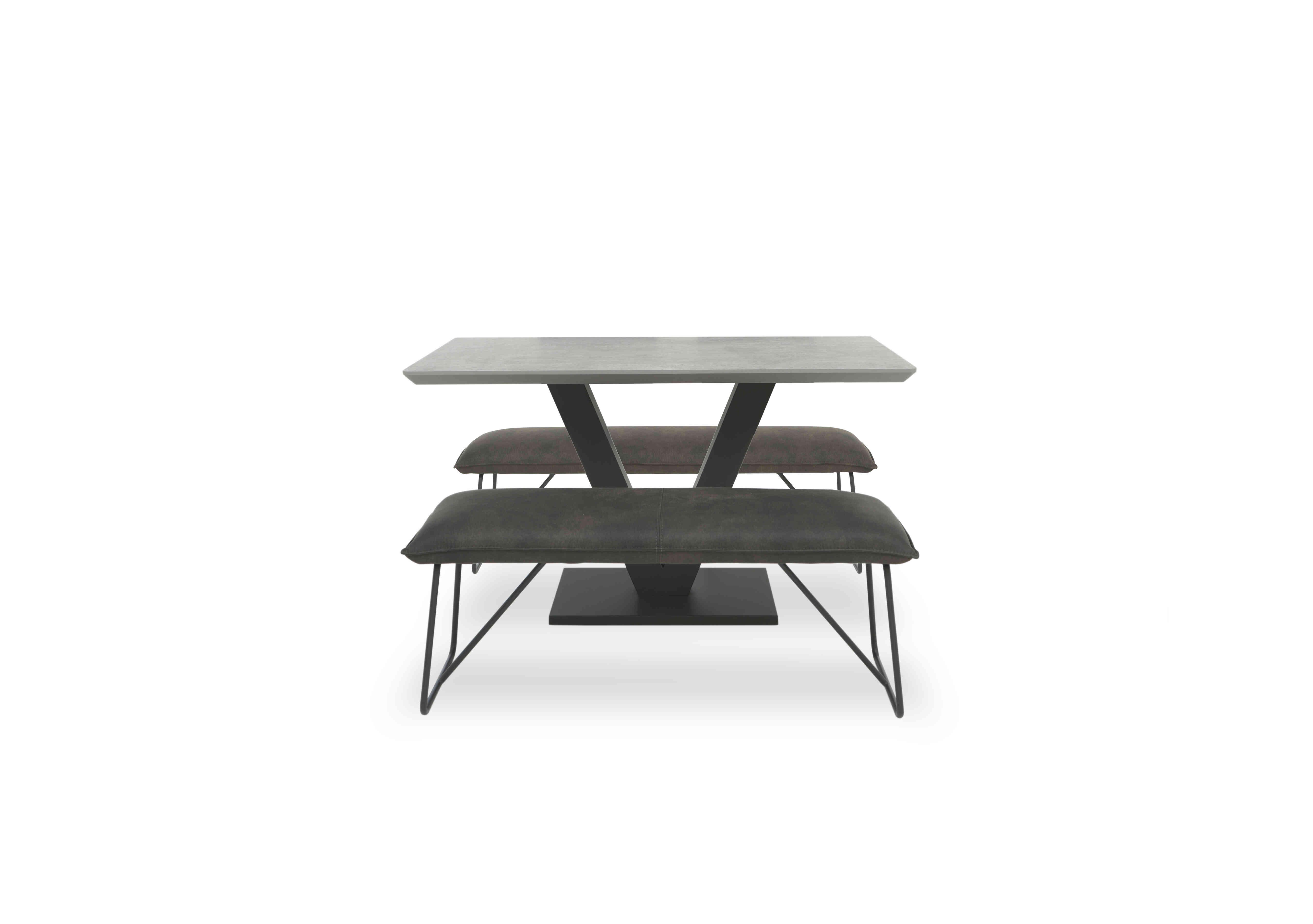 Ruben Dining Table with 2 Faux Suede Standard Dining Benches in Stone on Furniture Village