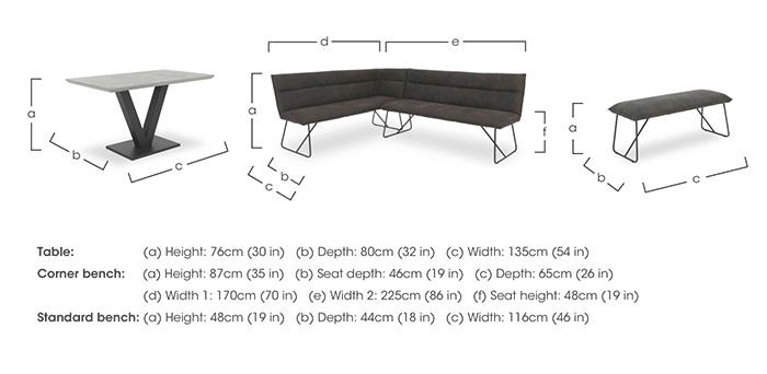 Ruben Dining Table with a Faux Suede Left Hand Facing Corner Dining Bench and a Standard Dining Bench in  on Furniture Village