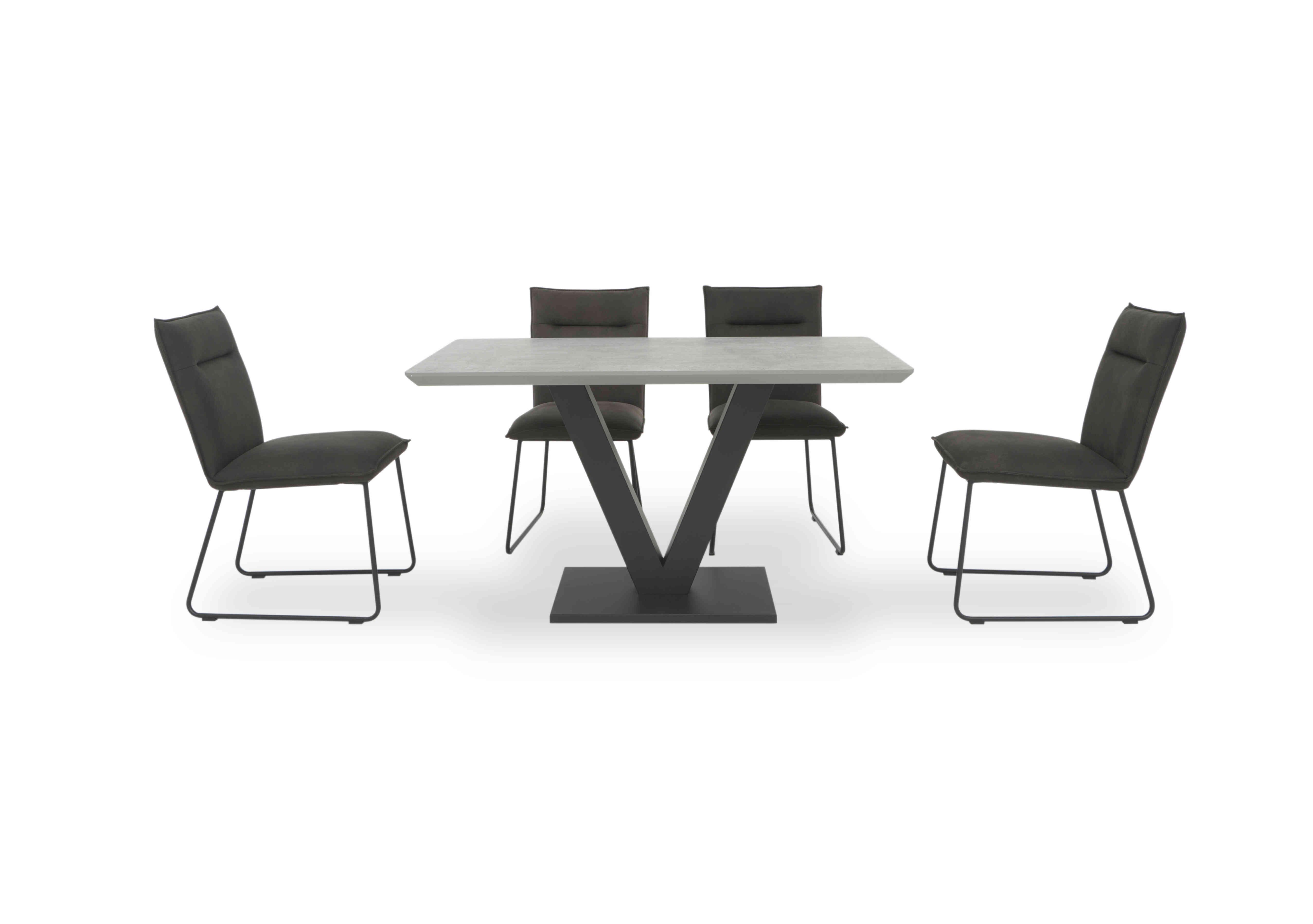 Ruben Dining Table with 4 Faux Suede Dining Chairs in Stone on Furniture Village