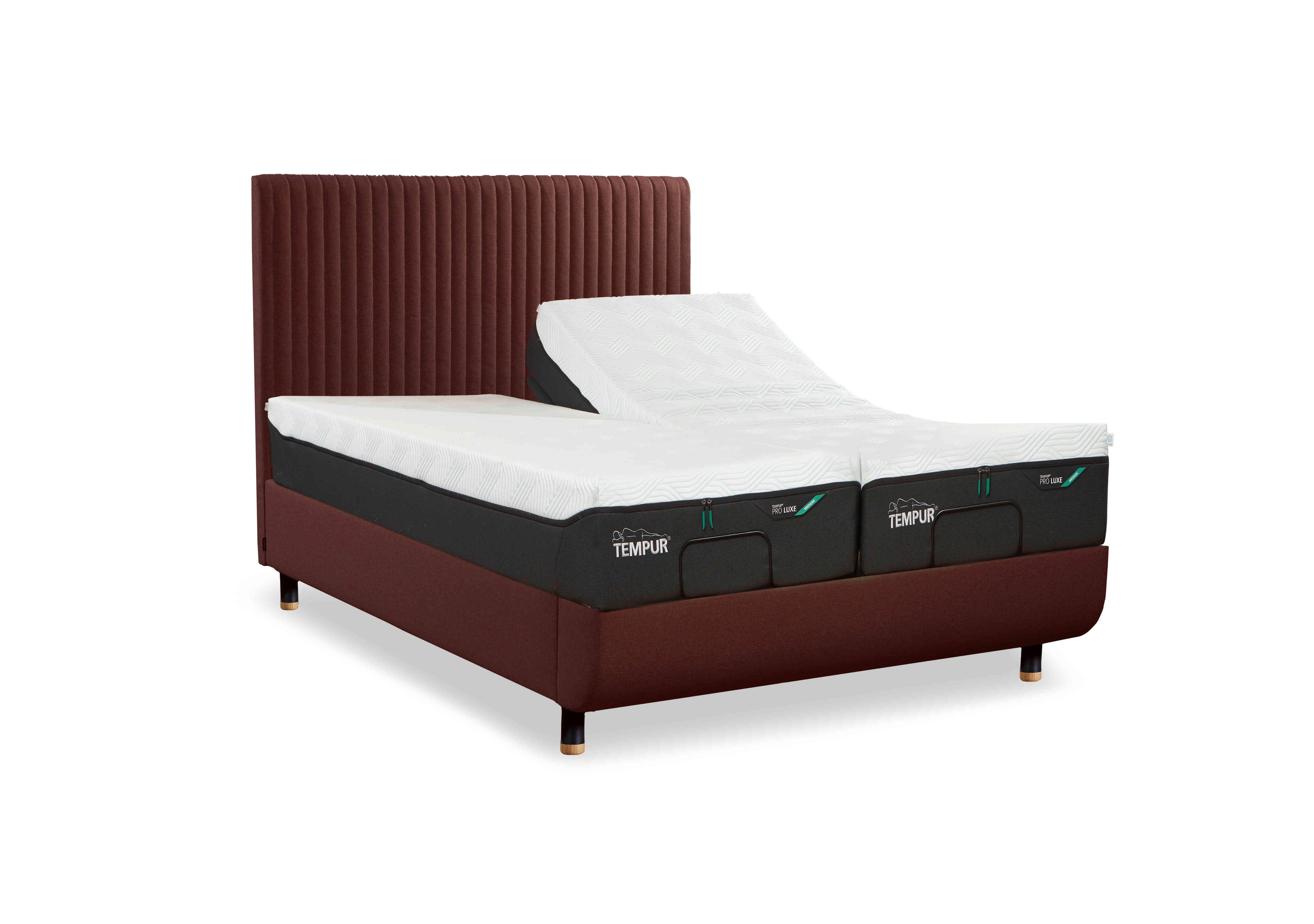 Arc Adjustable Disc Bed Frame with Vertical Headboard in Copper-Black/Gold Feet on Furniture Village