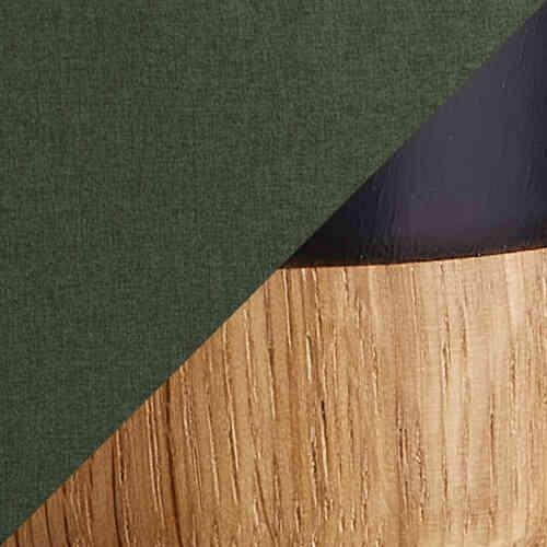 Arc Disc Bed Frame with Vertical Headboard in Dark Green-Black/Oak Feet on Furniture Village