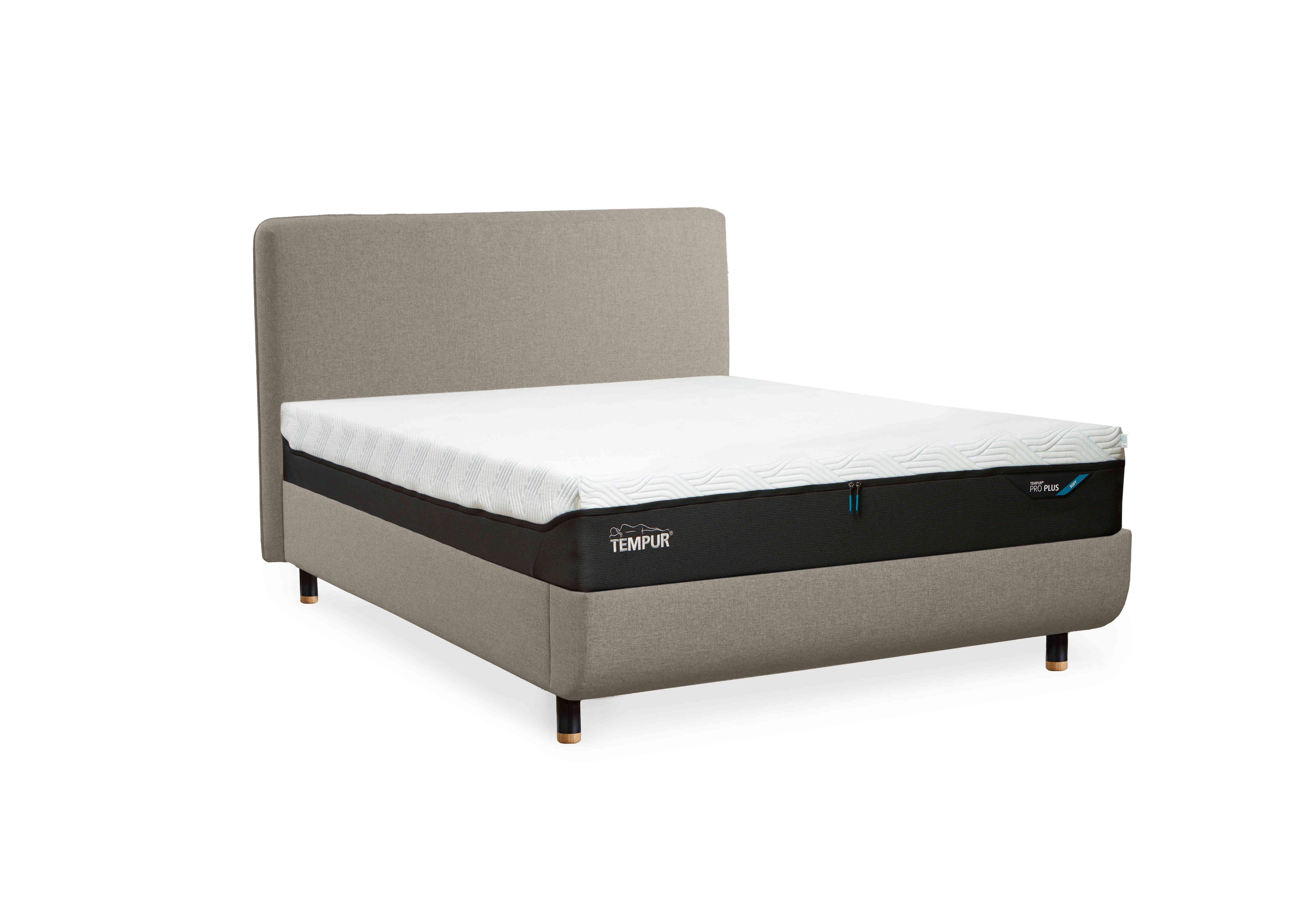 Arc Disc Bed Frame with Form Headboard in Warm Stone-Chrome Feet on Furniture Village