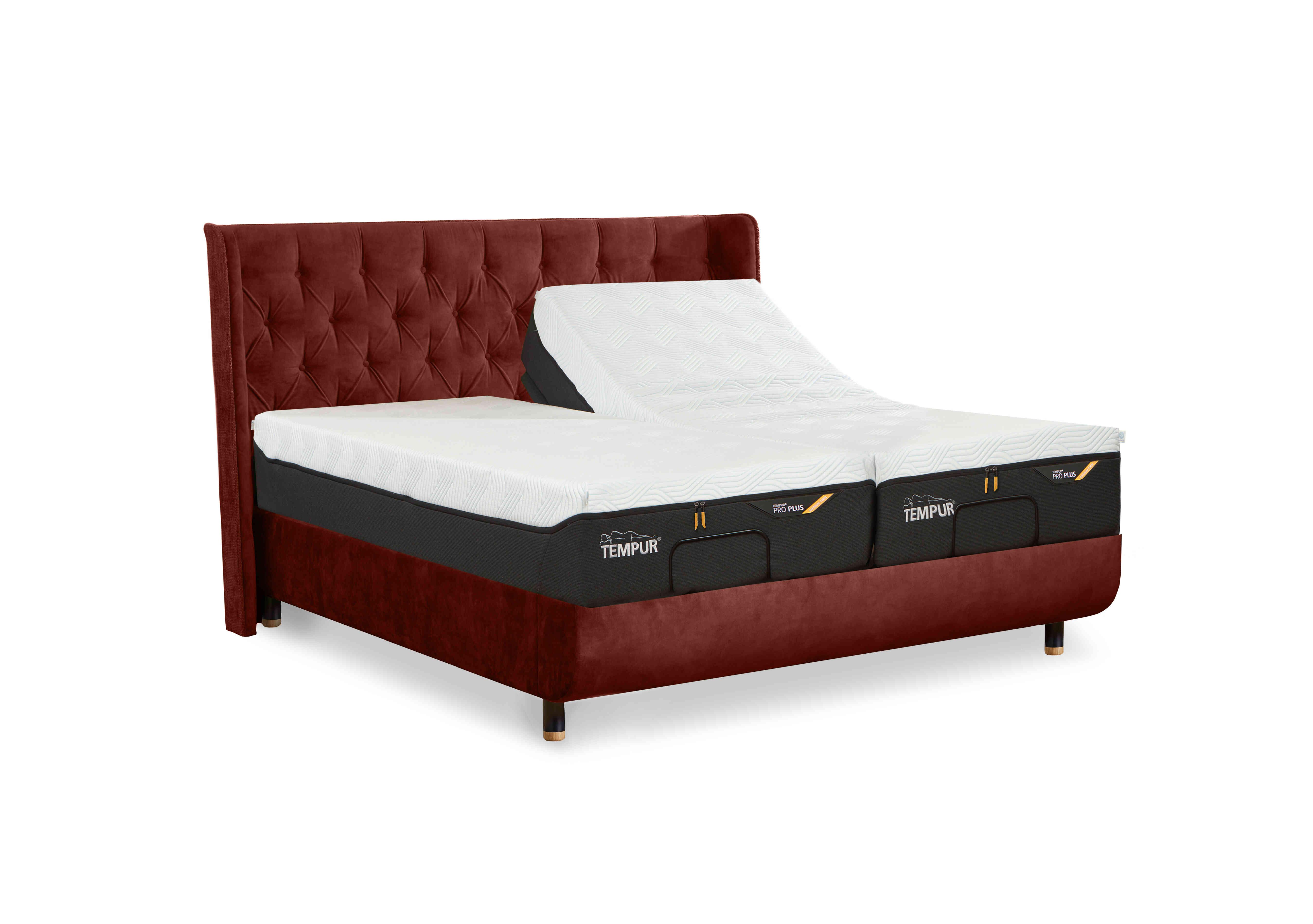 Arc Ergo Smart Base Bed Frame with Luxury Headboard in Copper/Copper Red-Matt Blk Ft on Furniture Village