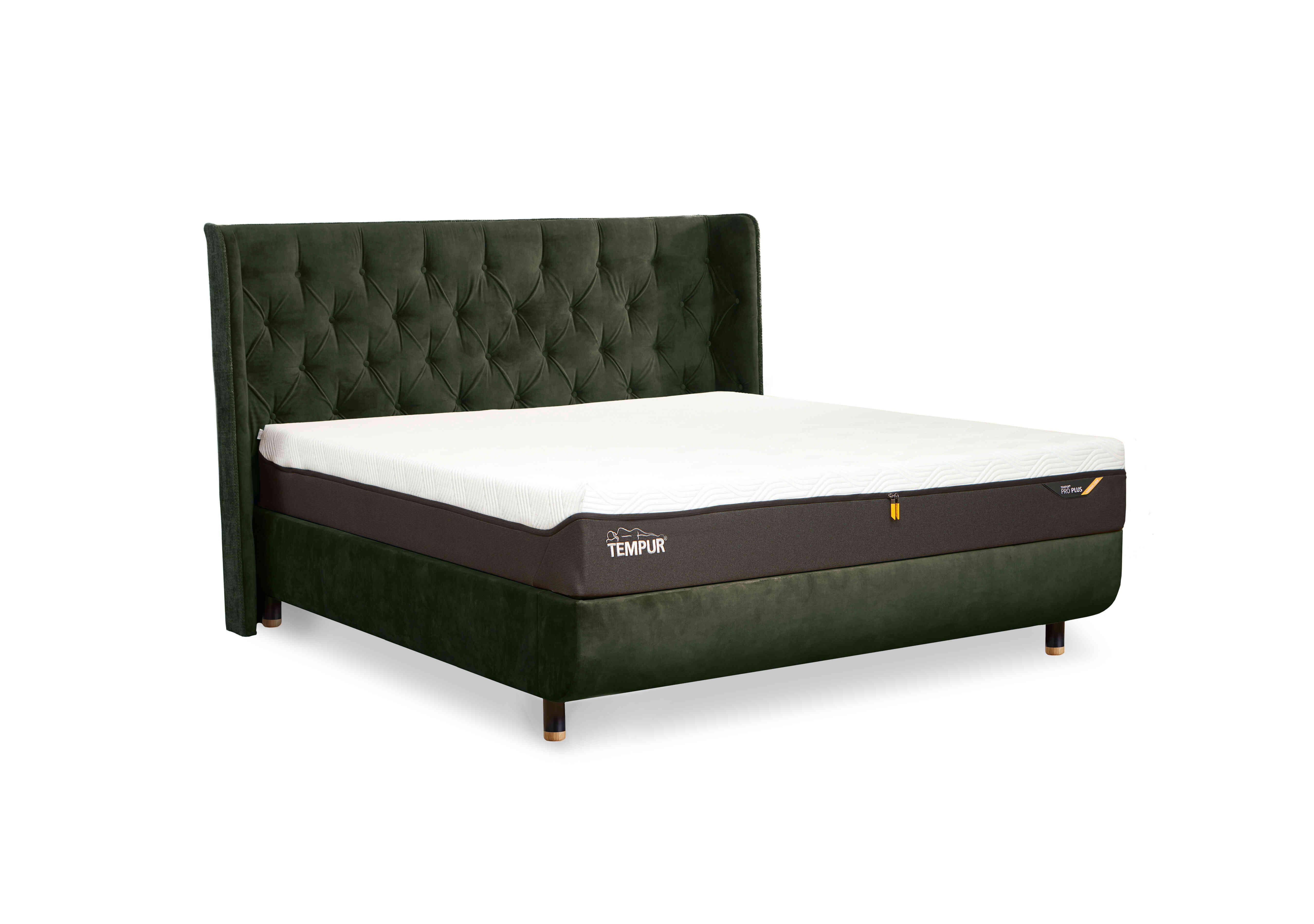 Arc Slatted Ottoman Bed Frame with Luxury Headboard in Dk Green/For Green-Blk/Oak Ft on Furniture Village
