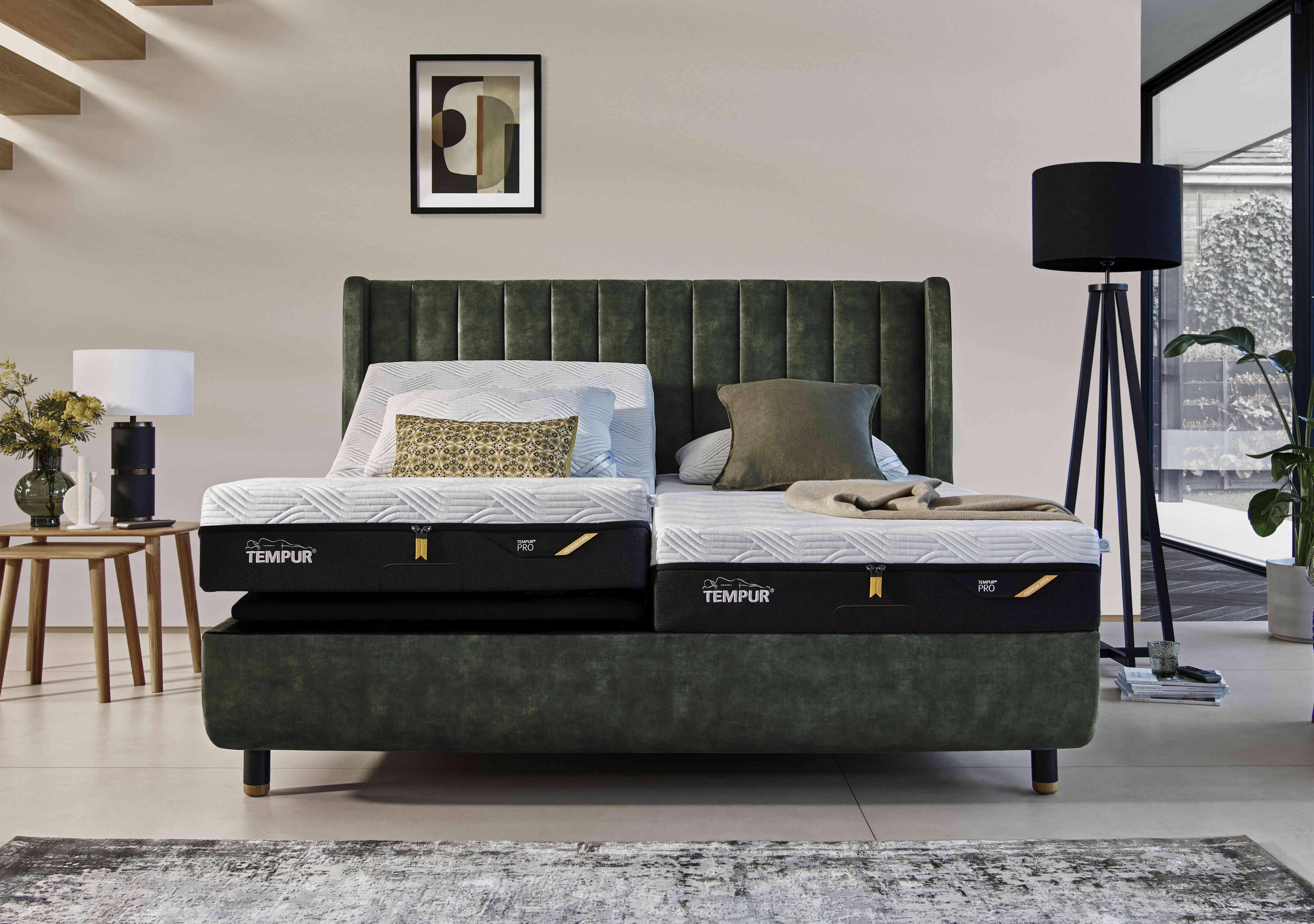 Arc Adjustable Disc Bed Frame with Lodret Headboard in  on Furniture Village