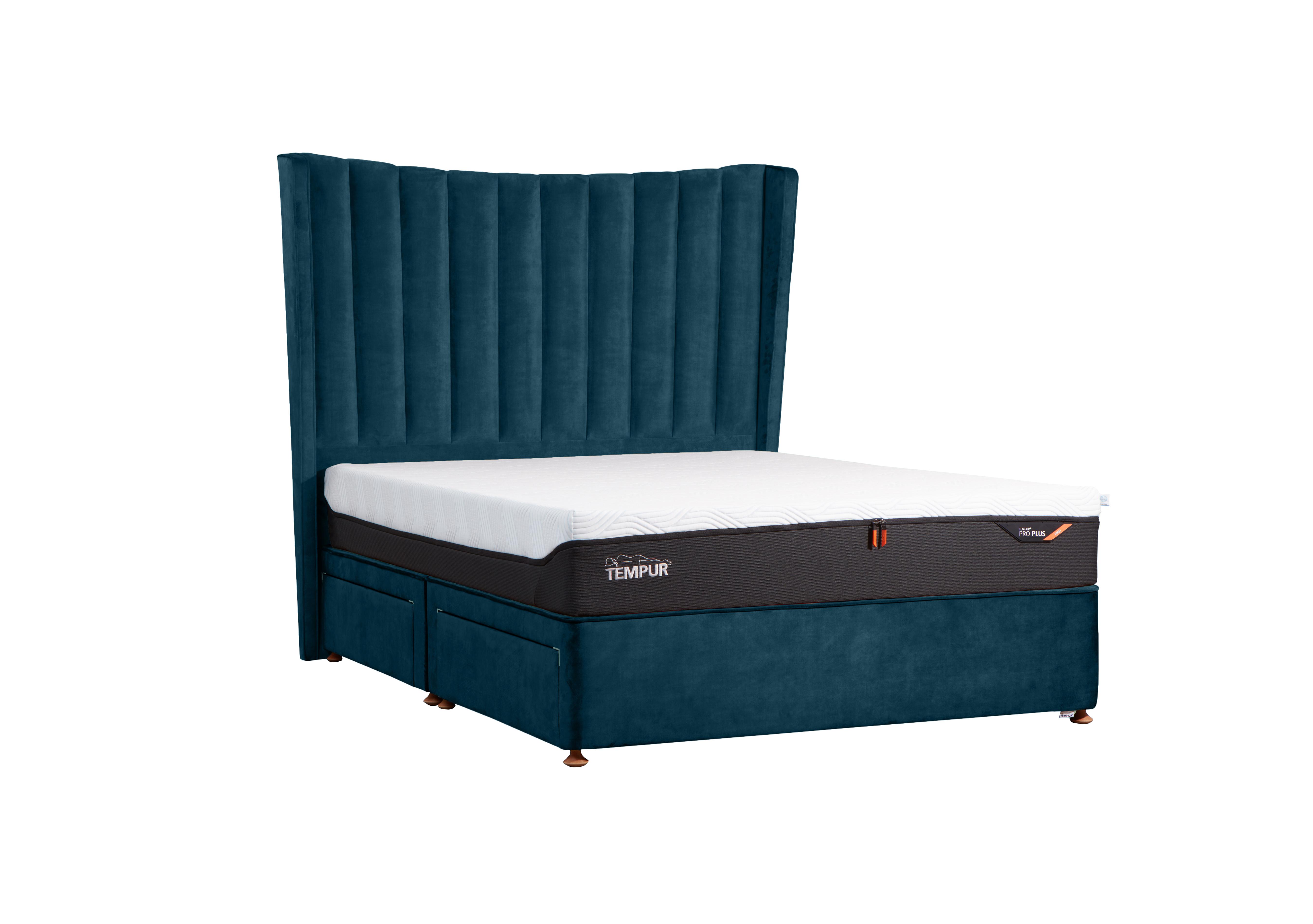 Suffolk Platform Divan Base in Velvet Aqua on Furniture Village
