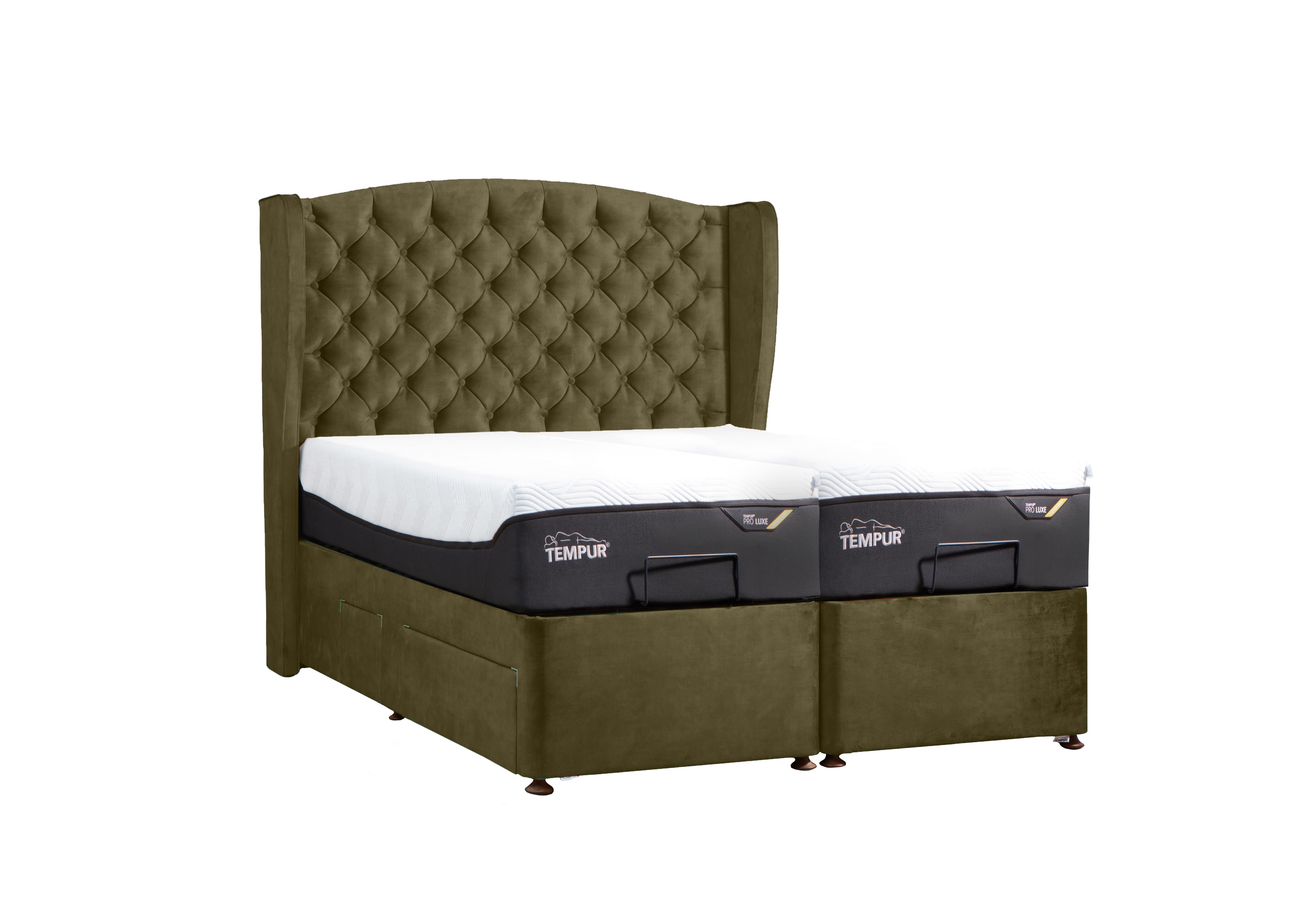 Suffolk Adjustable Disc Divan Base in Soho Green on Furniture Village