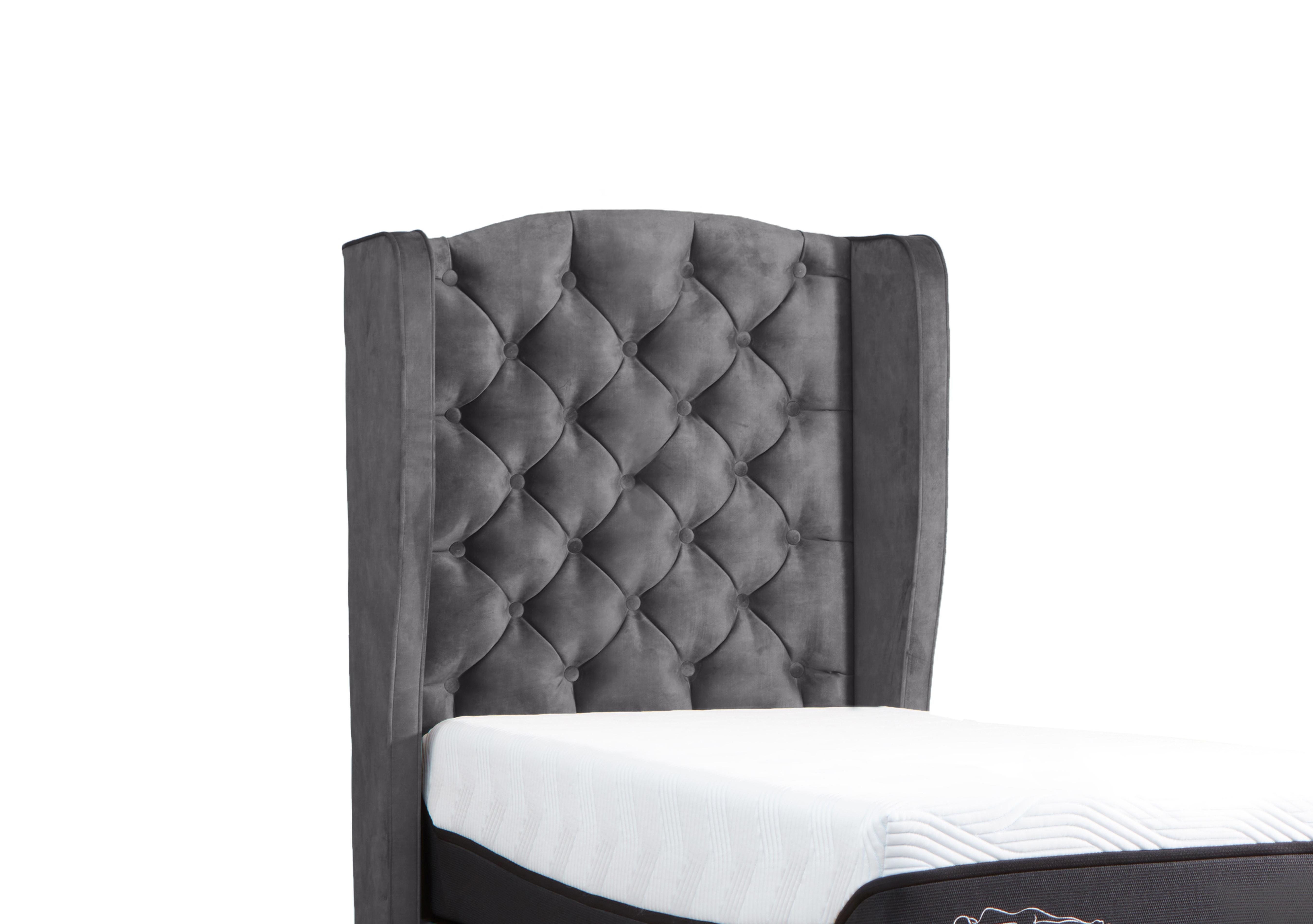 Suffolk Woodbridge Floor Standing Headboard in Soho Light Grey on Furniture Village