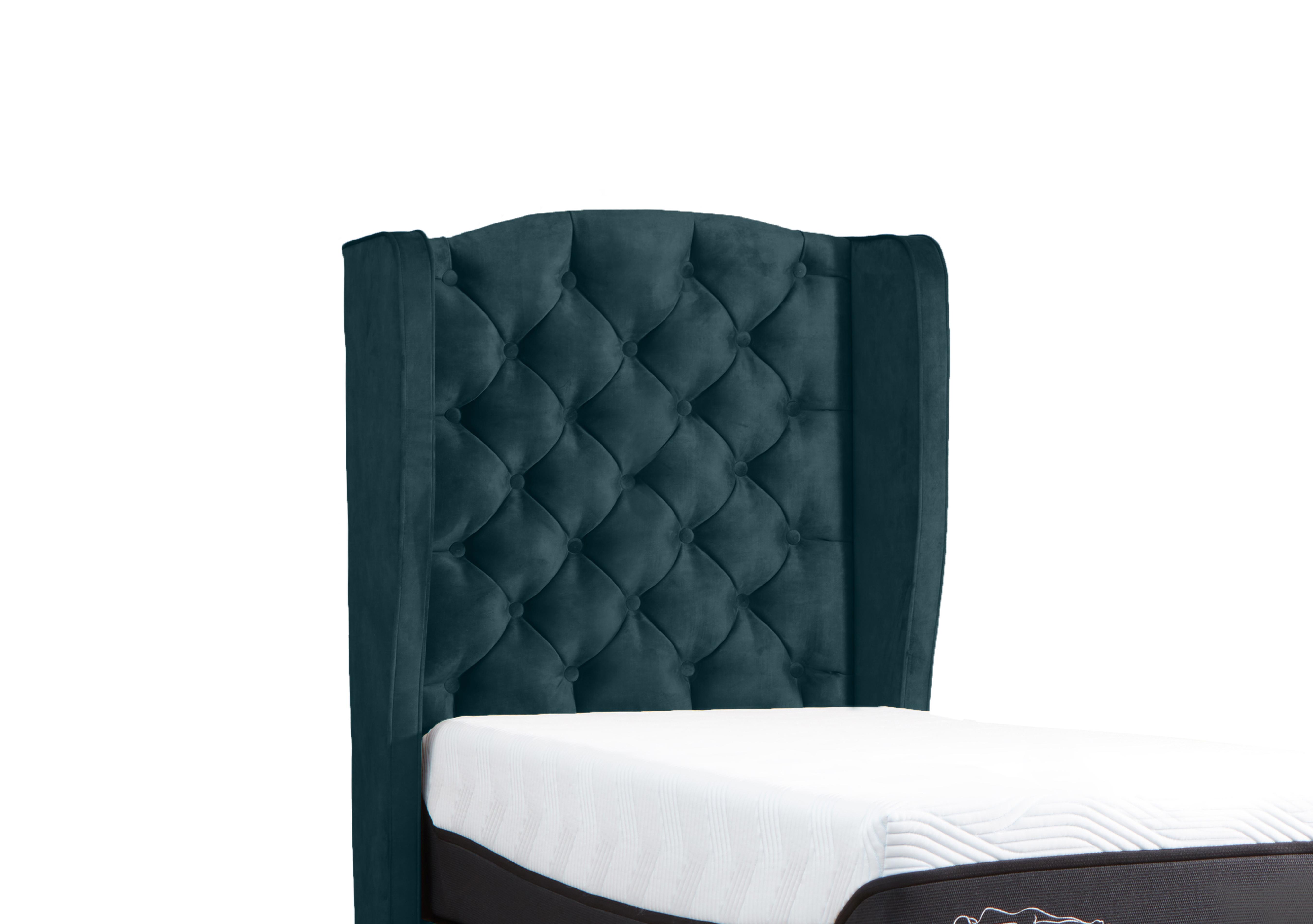 Suffolk Woodbridge Floor Standing Headboard in Velvet Emerald on Furniture Village