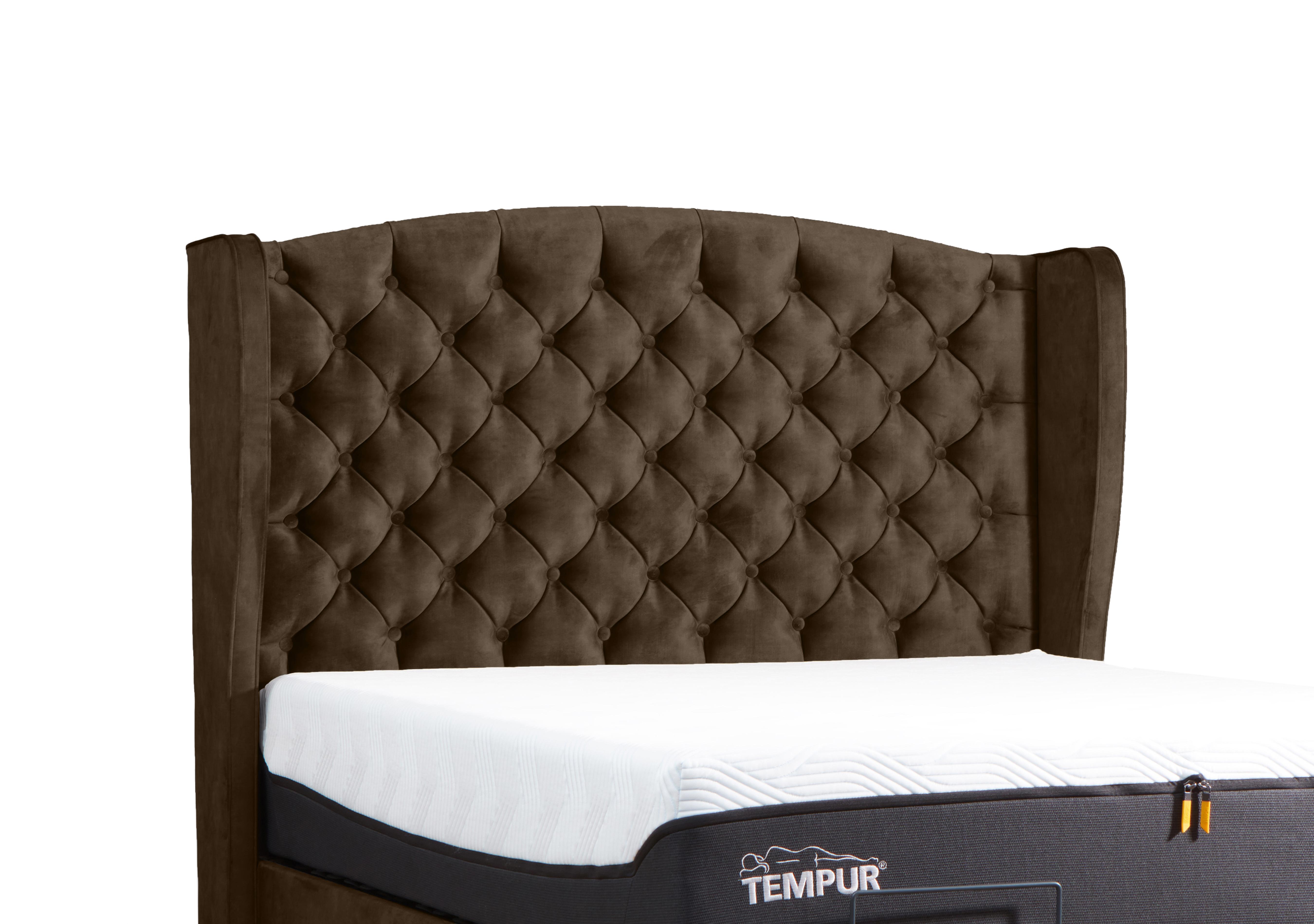 Suffolk Woodbridge Floor Standing Headboard in Velvet Olive on Furniture Village