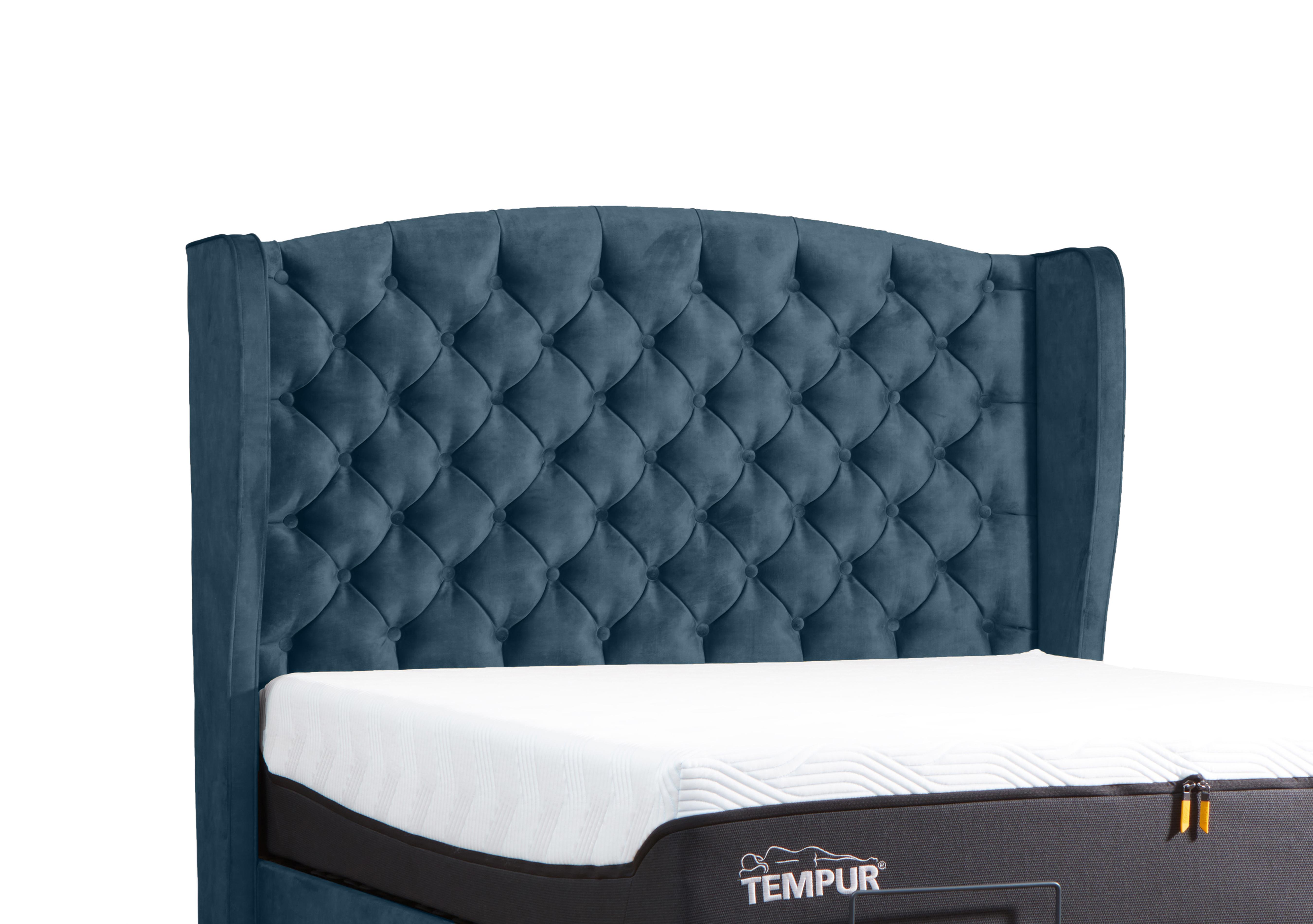 Suffolk Woodbridge Floor Standing Headboard in Velvet Teal on Furniture Village