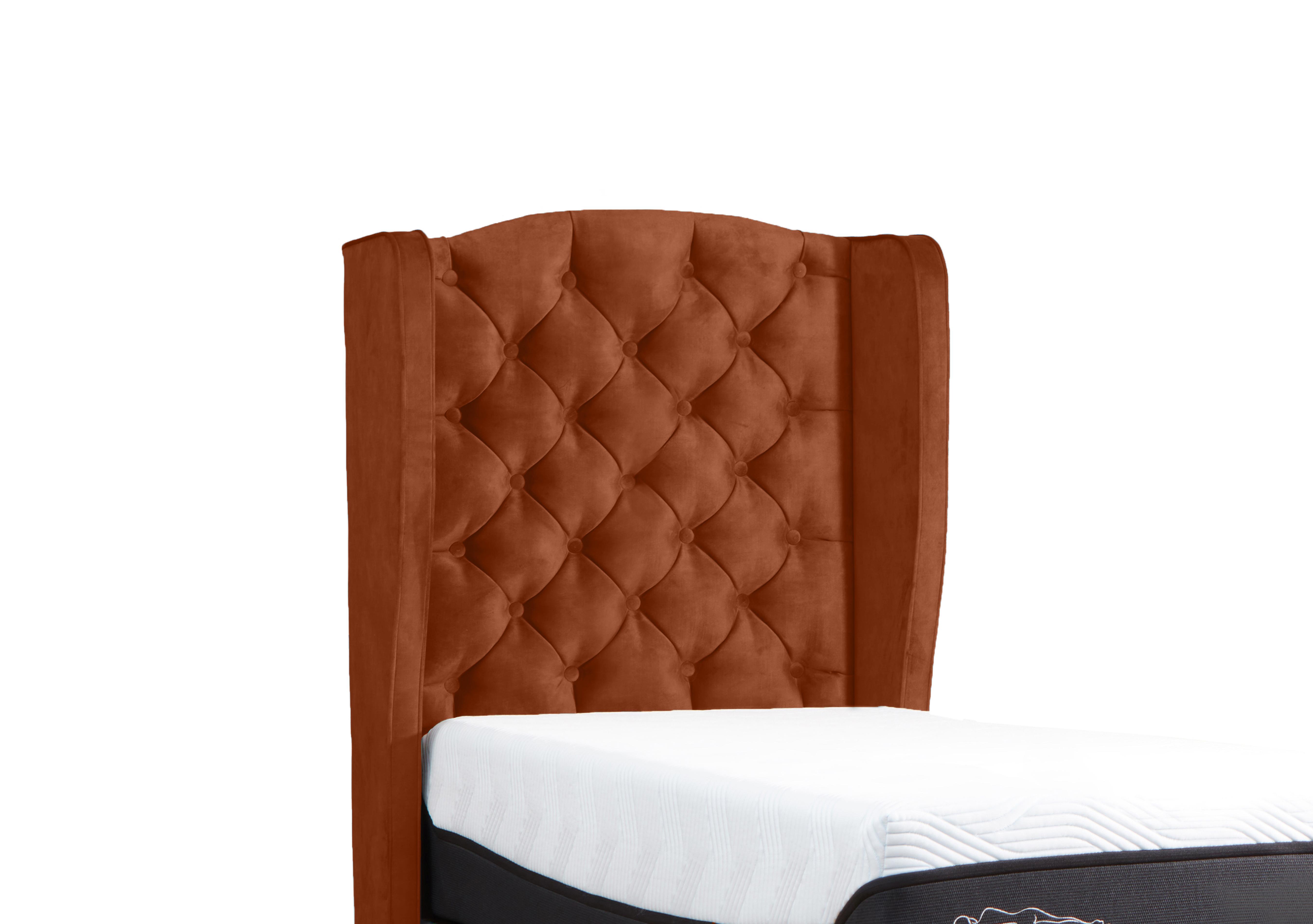 Suffolk Woodbridge Floor Standing Headboard in Velvet Turmeric on Furniture Village