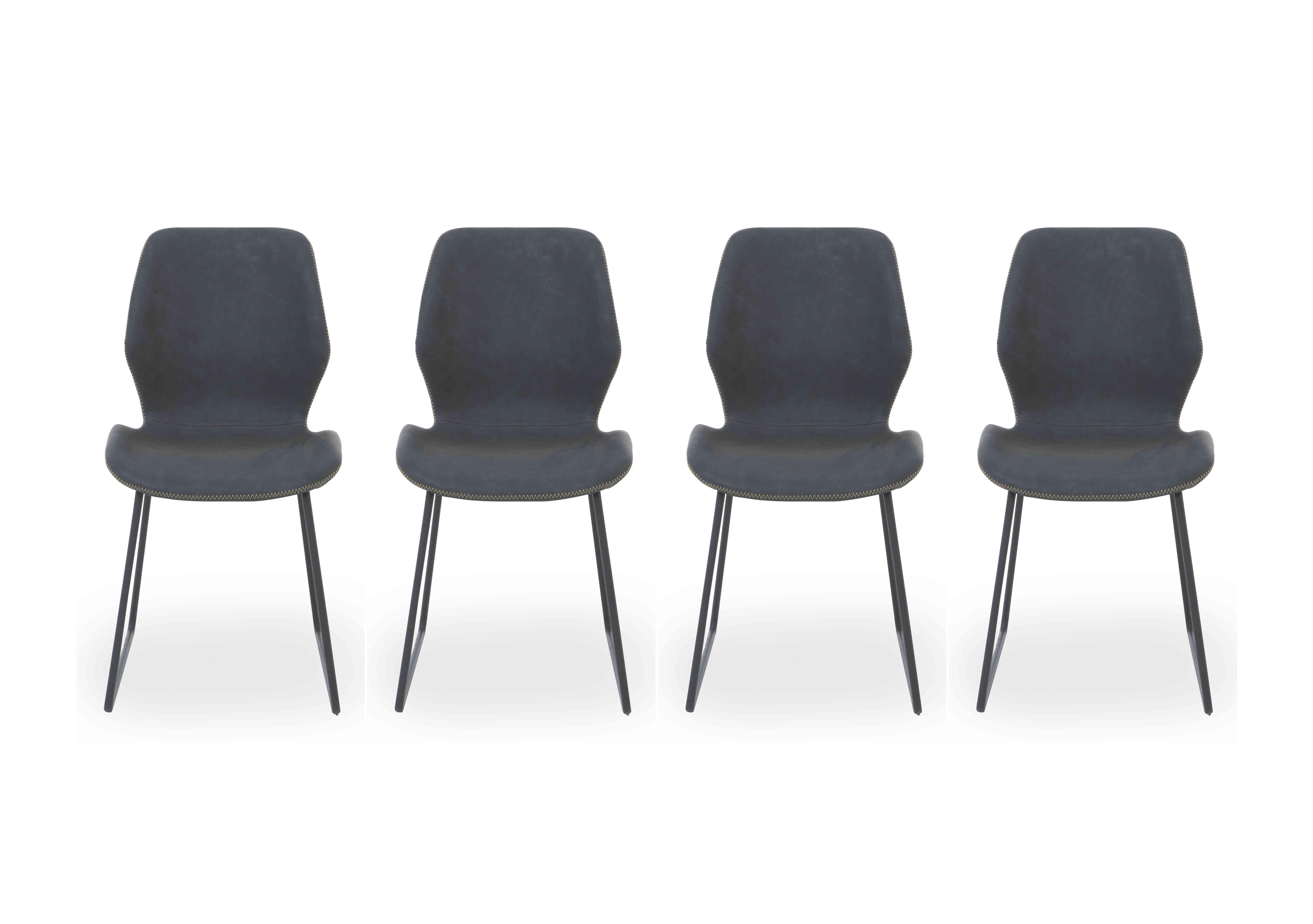 Matteo Set of 4 Faux Leather Ski Leg Dining Chairs in Dark Grey on Furniture Village