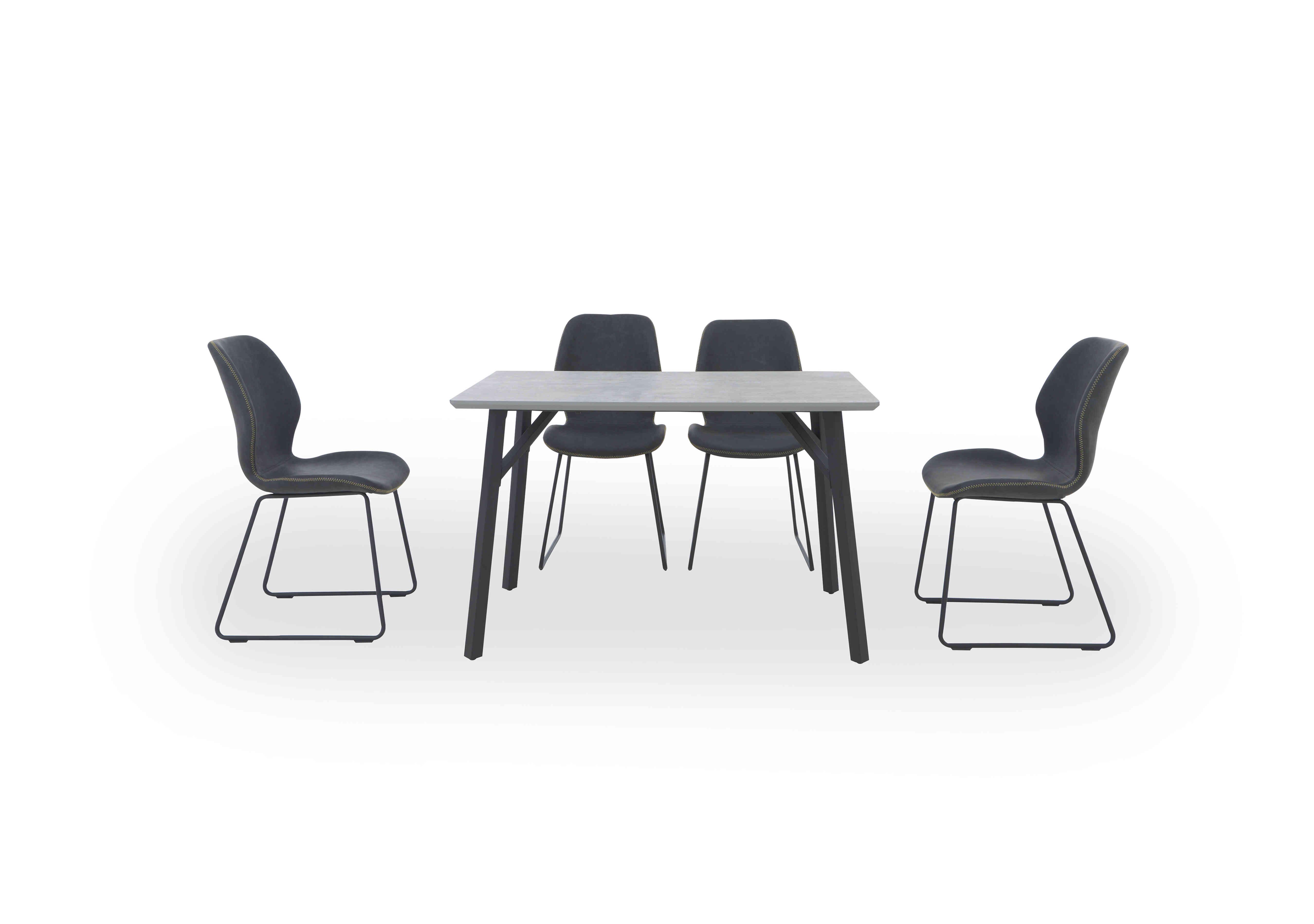 Matteo Rectangular Dining Table with 4 Faux Leather Ski Leg Chairs in Dark Grey on Furniture Village