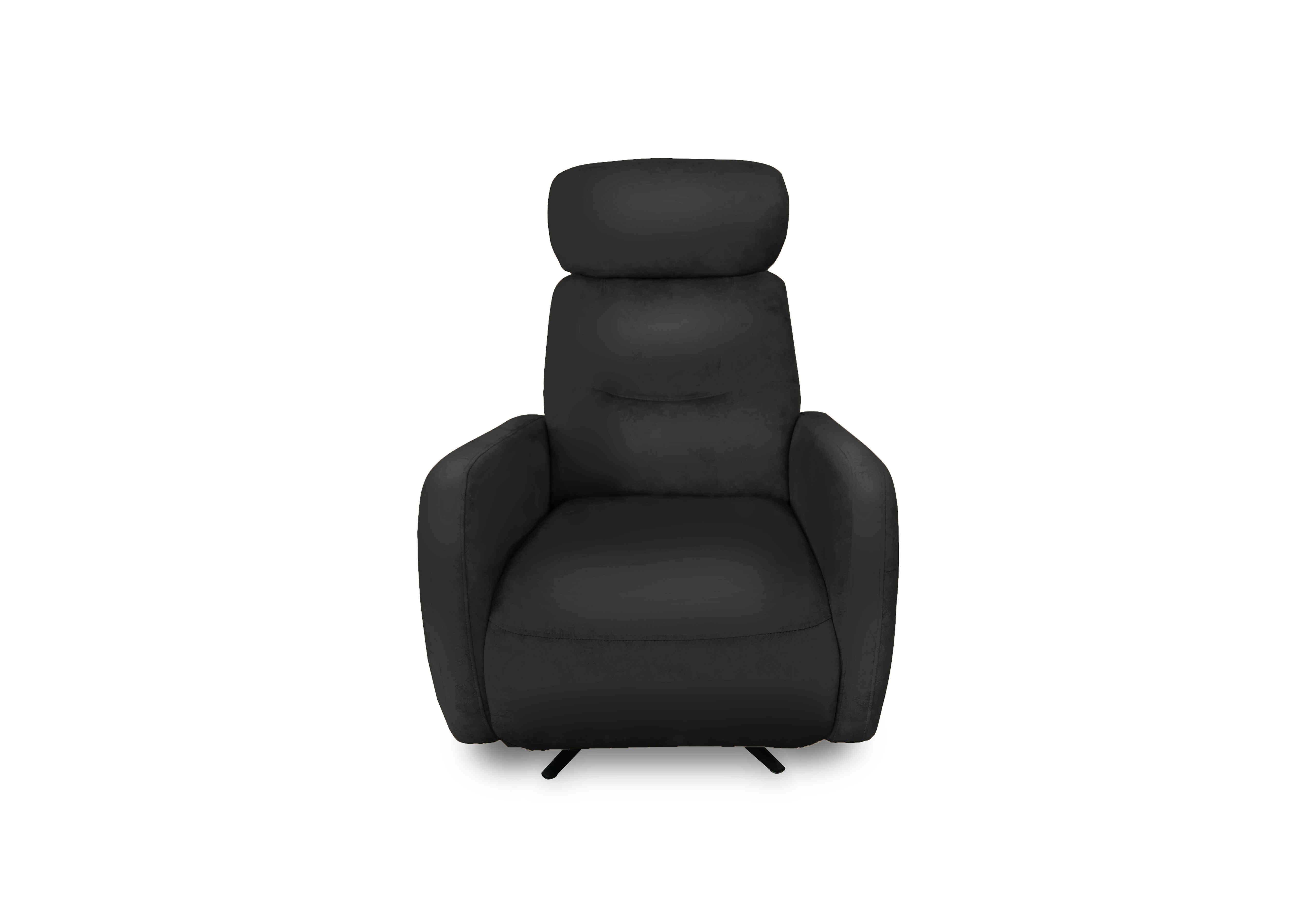Designer Chair Collection Tokyo Leather Manual Recliner Swivel Chair in Bv-3500 Classic Black on Furniture Village