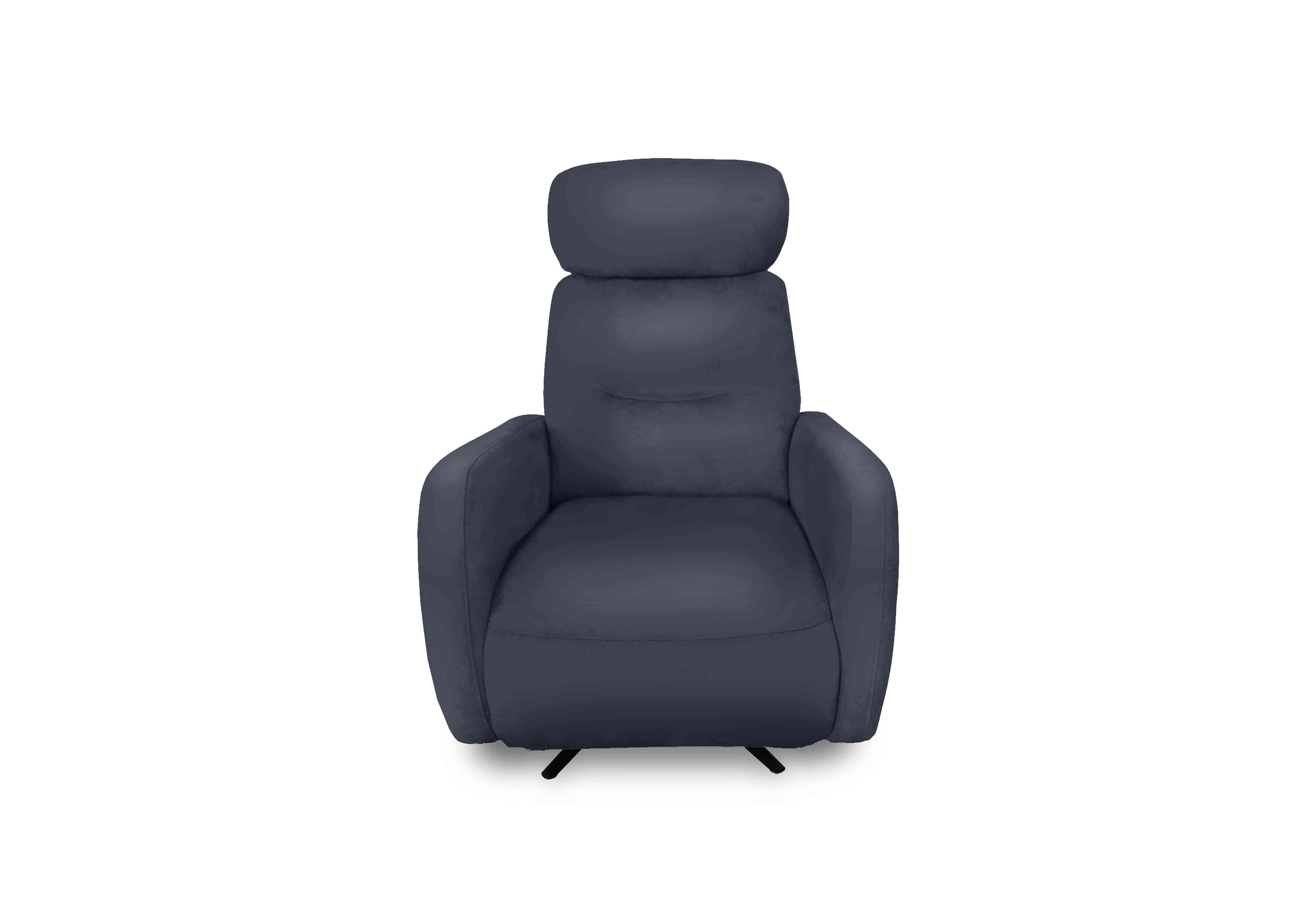 Designer Chair Collection Tokyo Leather Manual Recliner Swivel Chair in Nc-313e Ocean Blue on Furniture Village