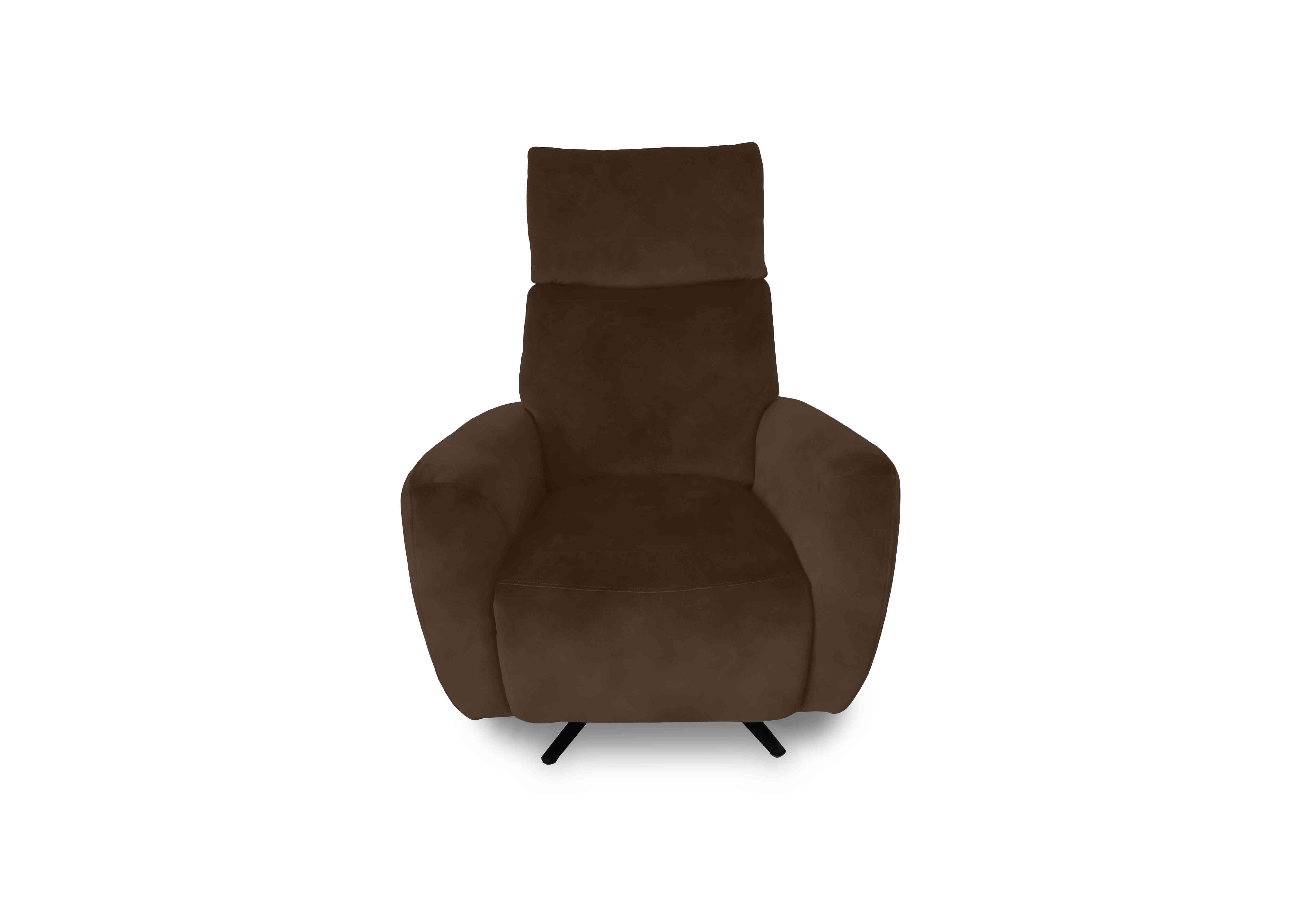 Designer Chair Collection Granada Fabric Power Recliner Swivel Chair with Massage Feature in Sfa-Pey-R04 Dark Chocolate on Furniture Village