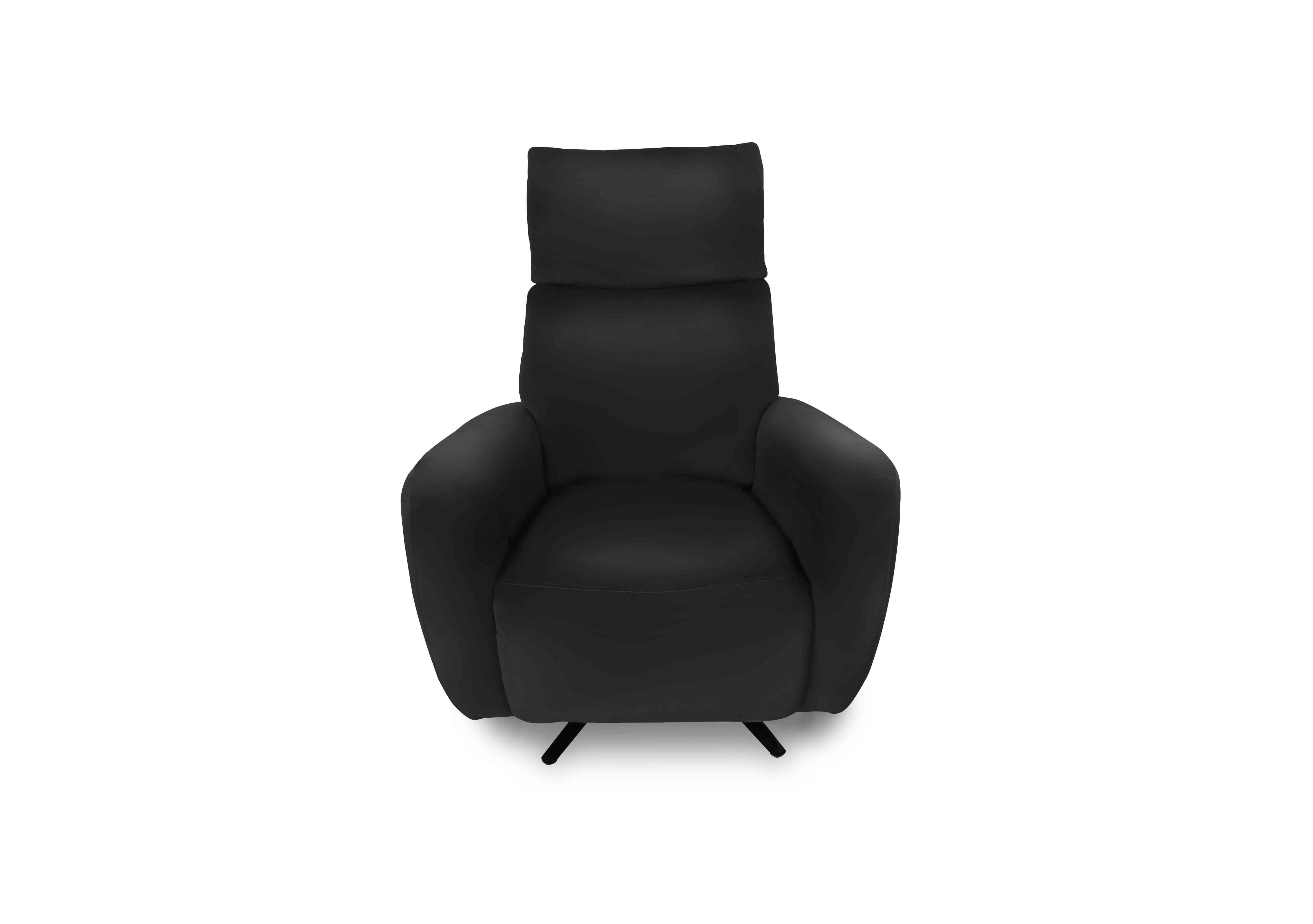 Designer Chair Collection Granada Leather Power Recliner Swivel Chair with Massage Feature in Nc-023c Black on Furniture Village