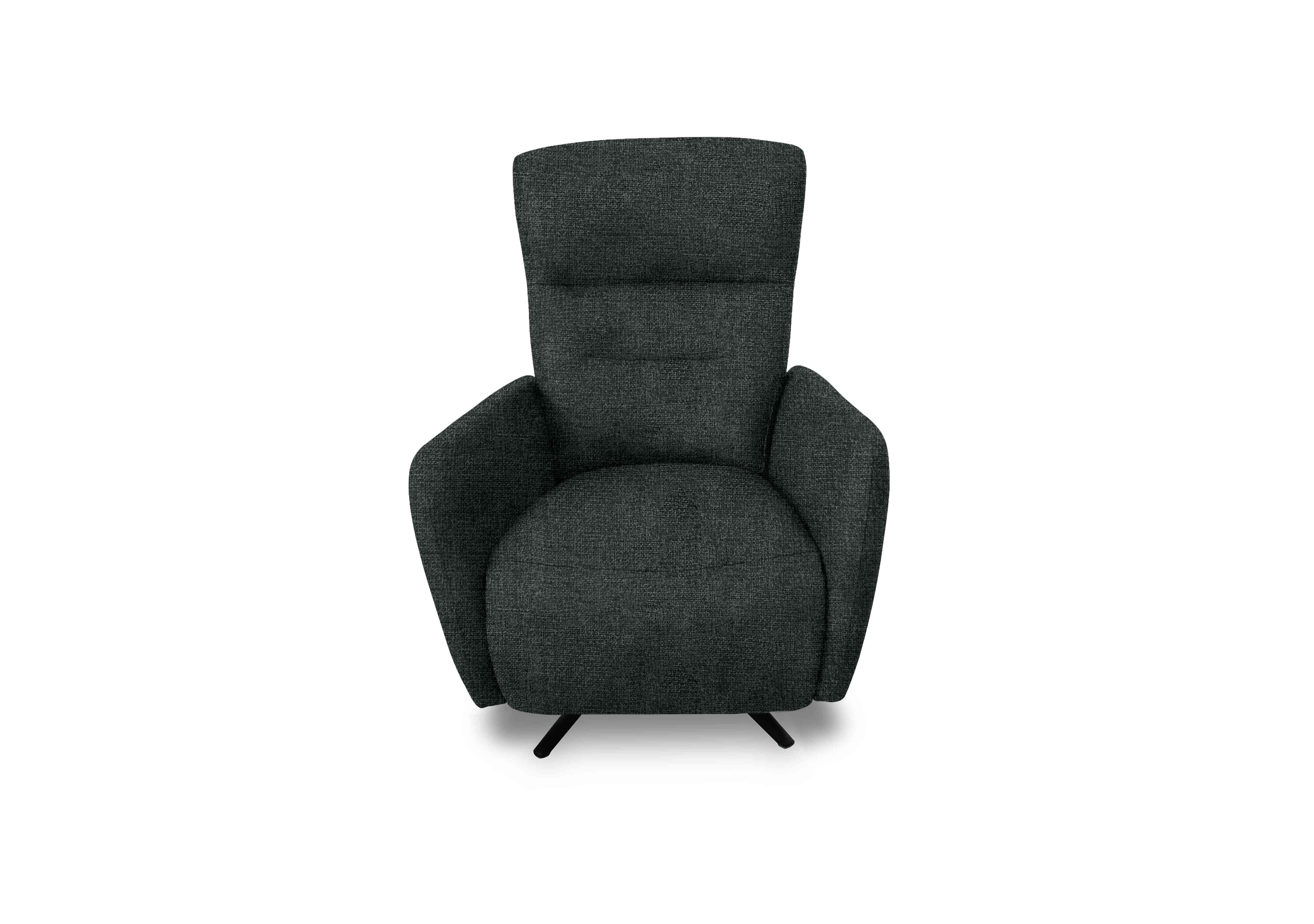 Designer Chair Collection Le Mans Fabric Dual Power Recliner Swivel Chair in Fab-Cac-R463 Black Mica on Furniture Village