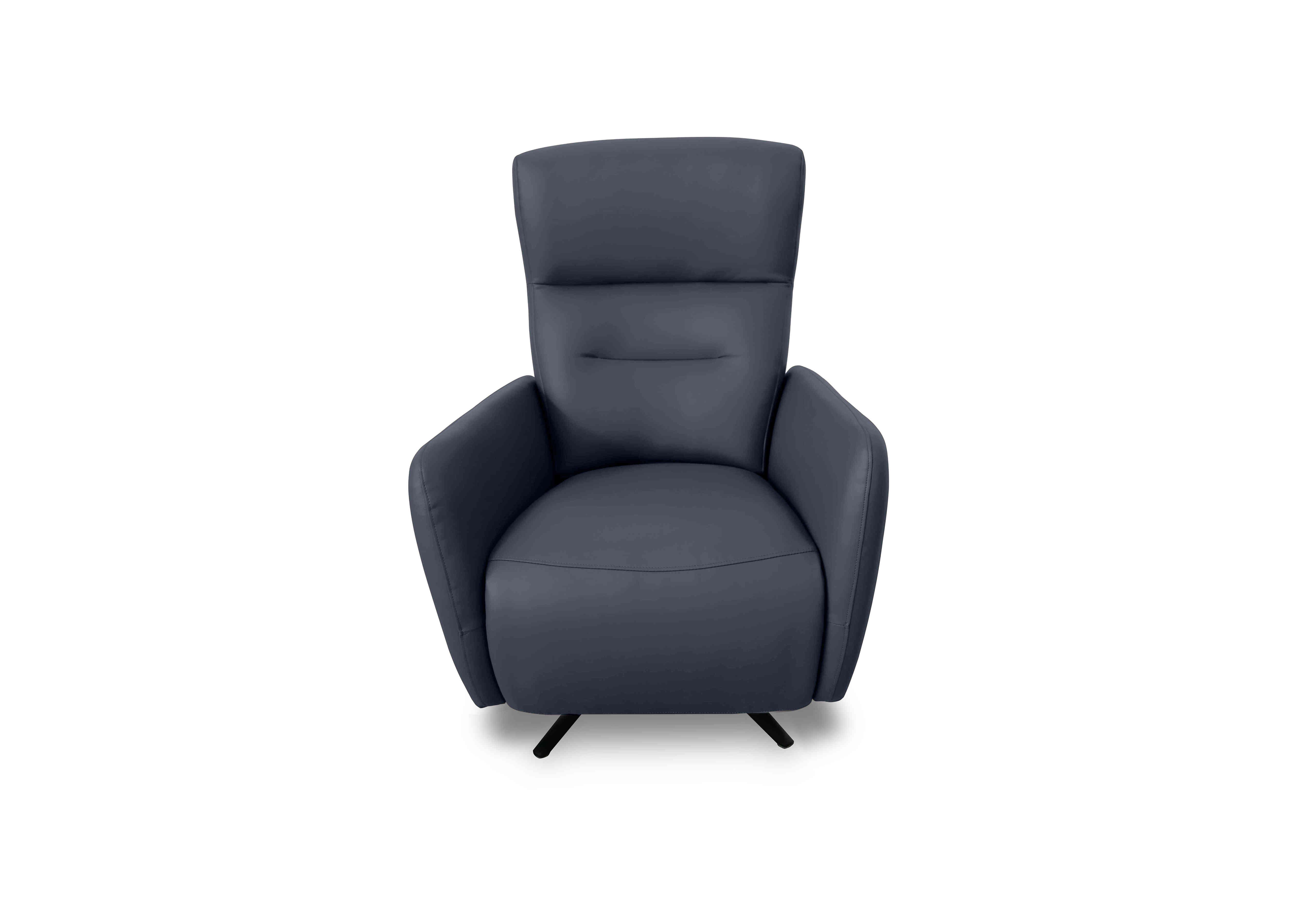 Designer Chair Collection Le Mans Leather Dual Power Recliner Swivel Chair in Bv-313e Ocean Blue on Furniture Village