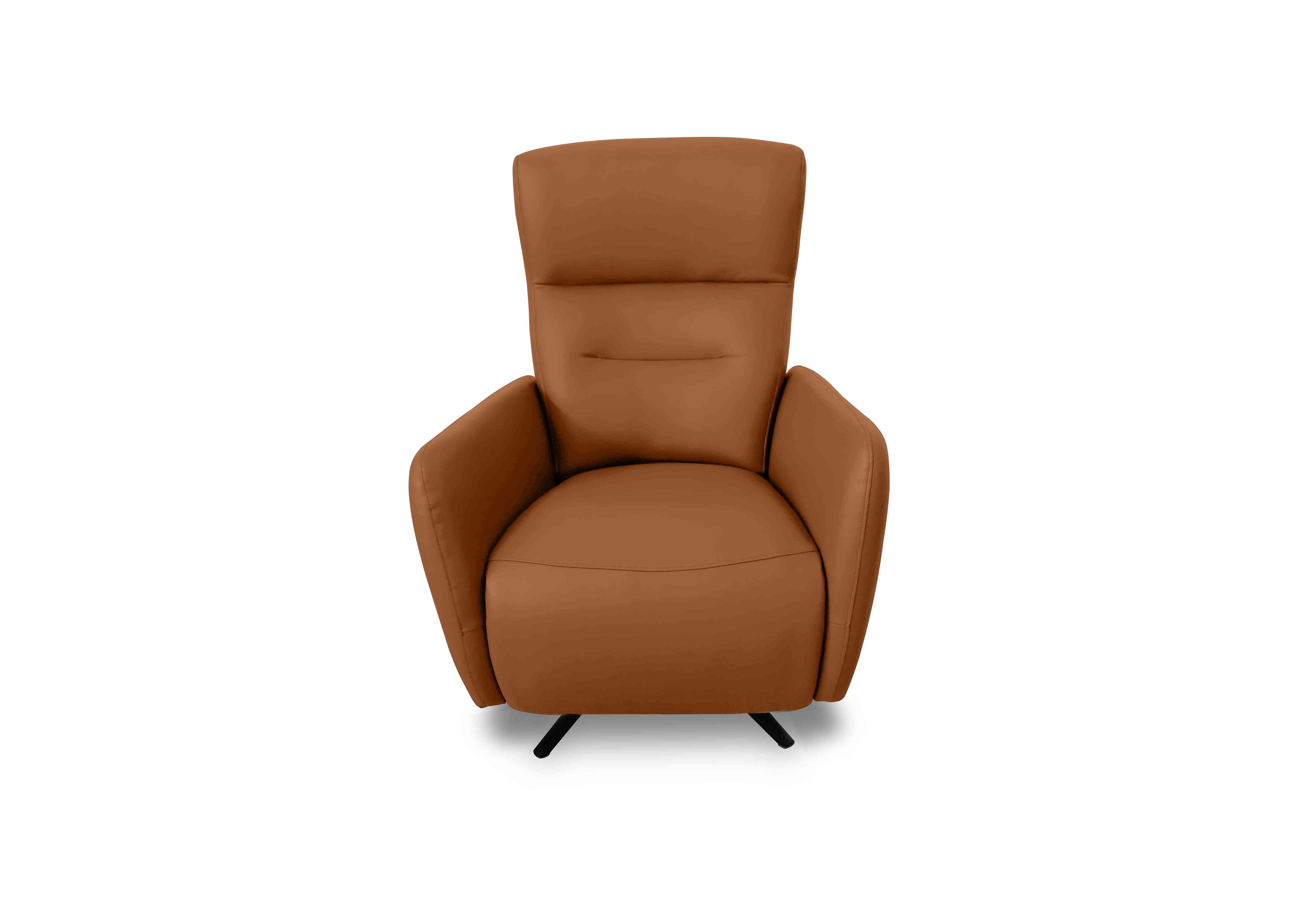 Designer Chair Collection Le Mans Leather Dual Power Recliner Swivel Chair in Hw-602b Pecan Brown on Furniture Village
