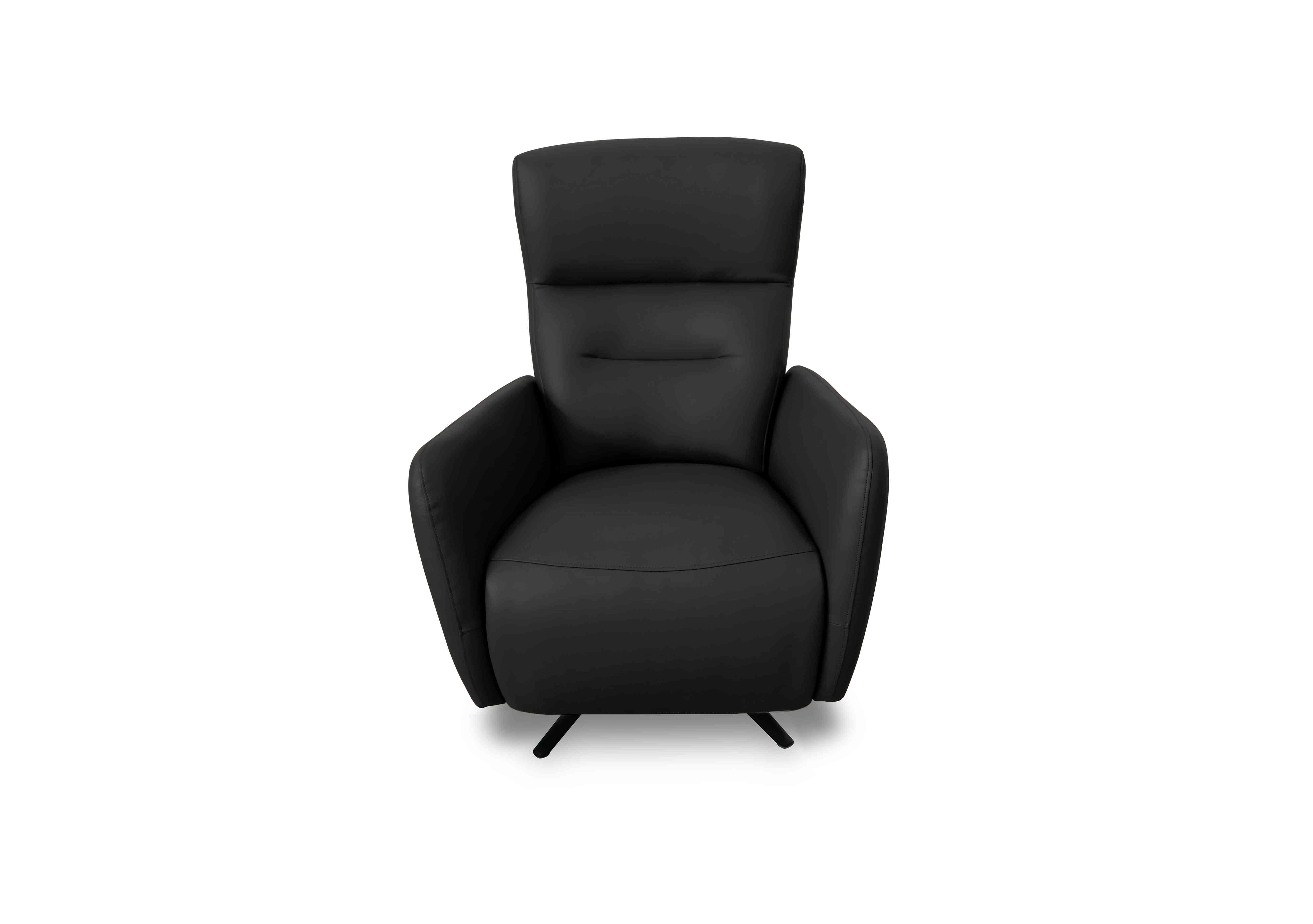 Designer Chair Collection Le Mans Leather Dual Power Recliner Swivel Chair in Nc-023c Black on Furniture Village