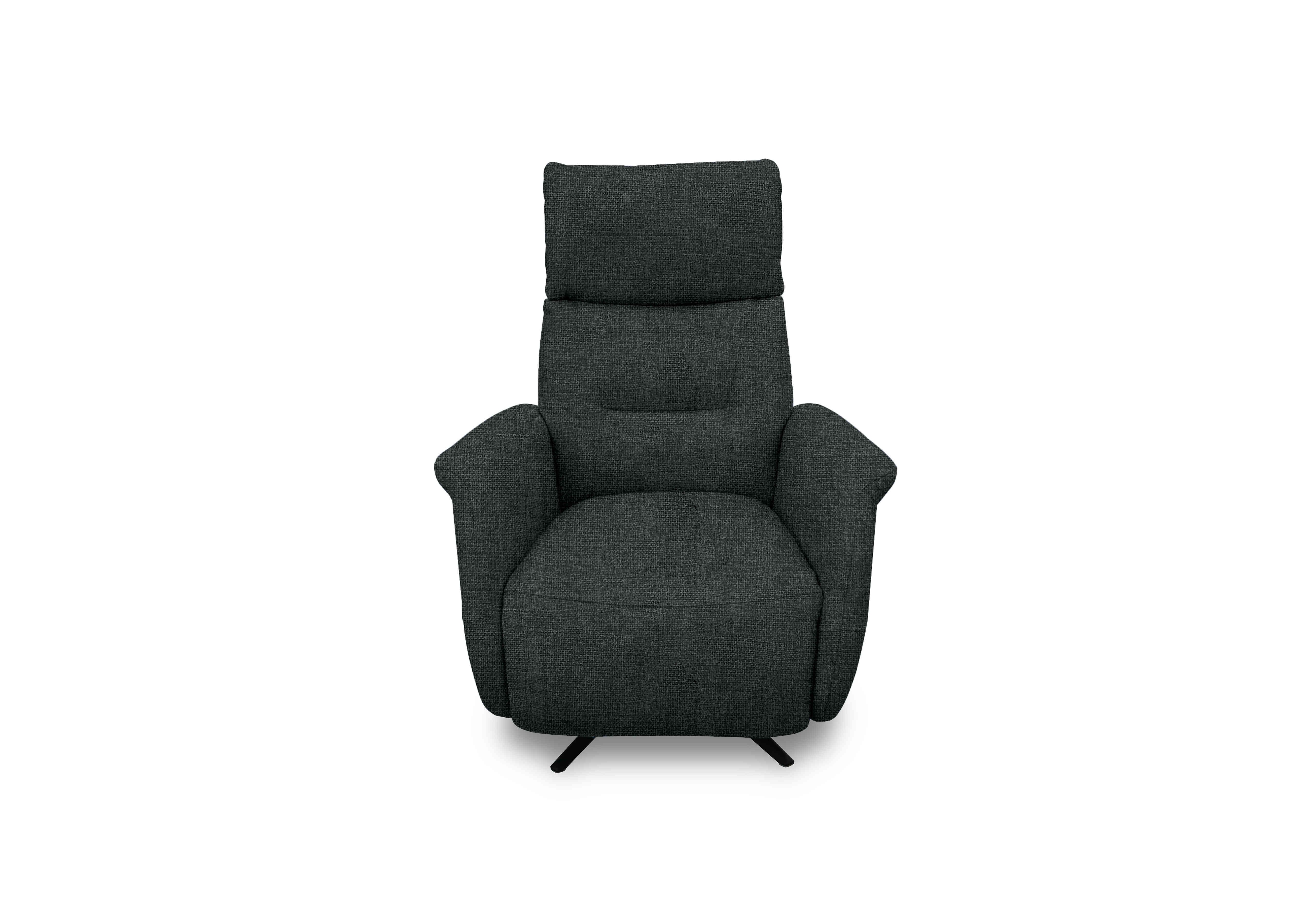 Designer Chair Collection Dusseldorf Fabric Power Recliner Swivel Chair in Fab-Cac-R463 Black Mica on Furniture Village