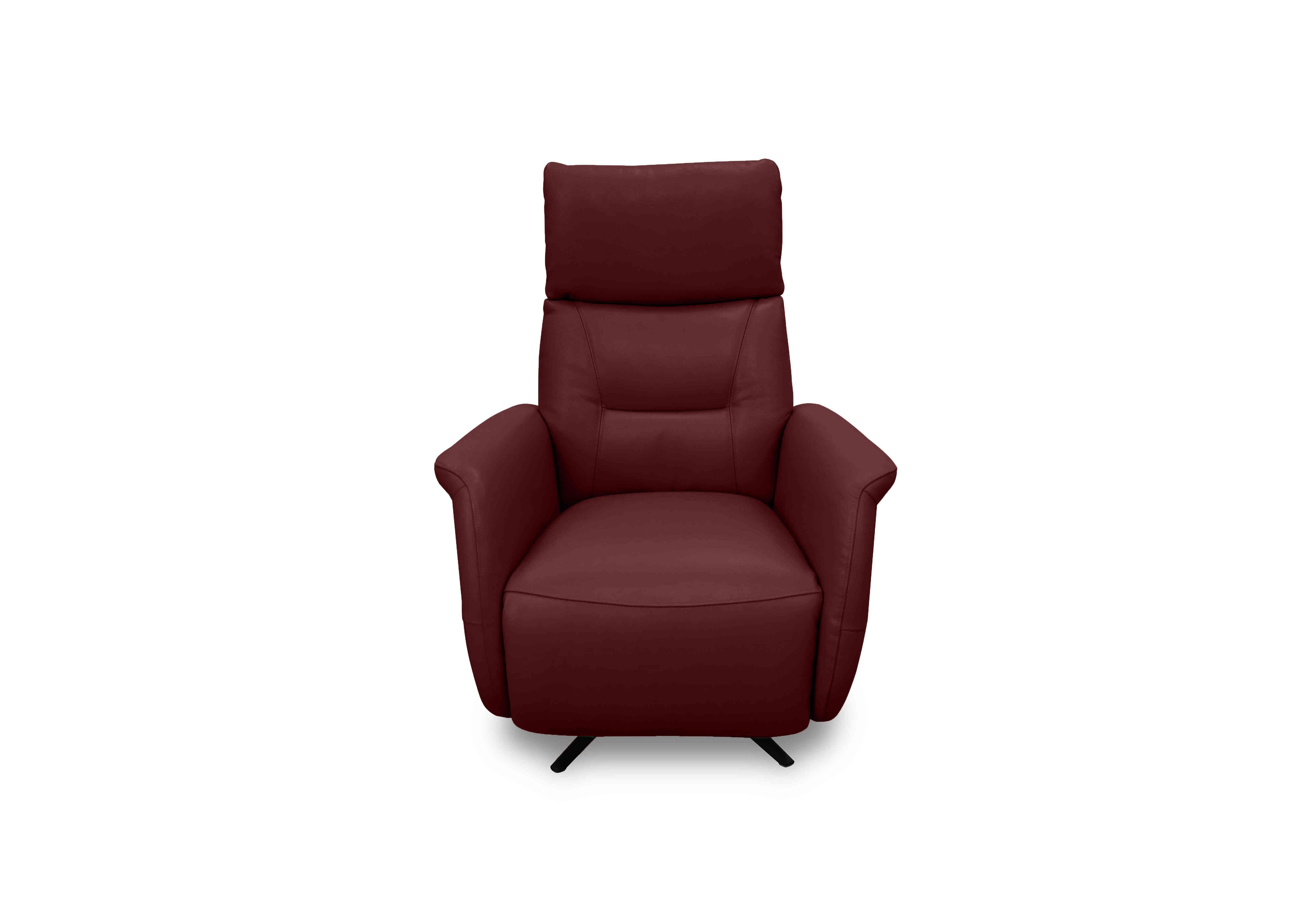 Designer Chair Collection Dusseldorf Leather Power Recliner Swivel Chair in Bv-035c Deep Red on Furniture Village