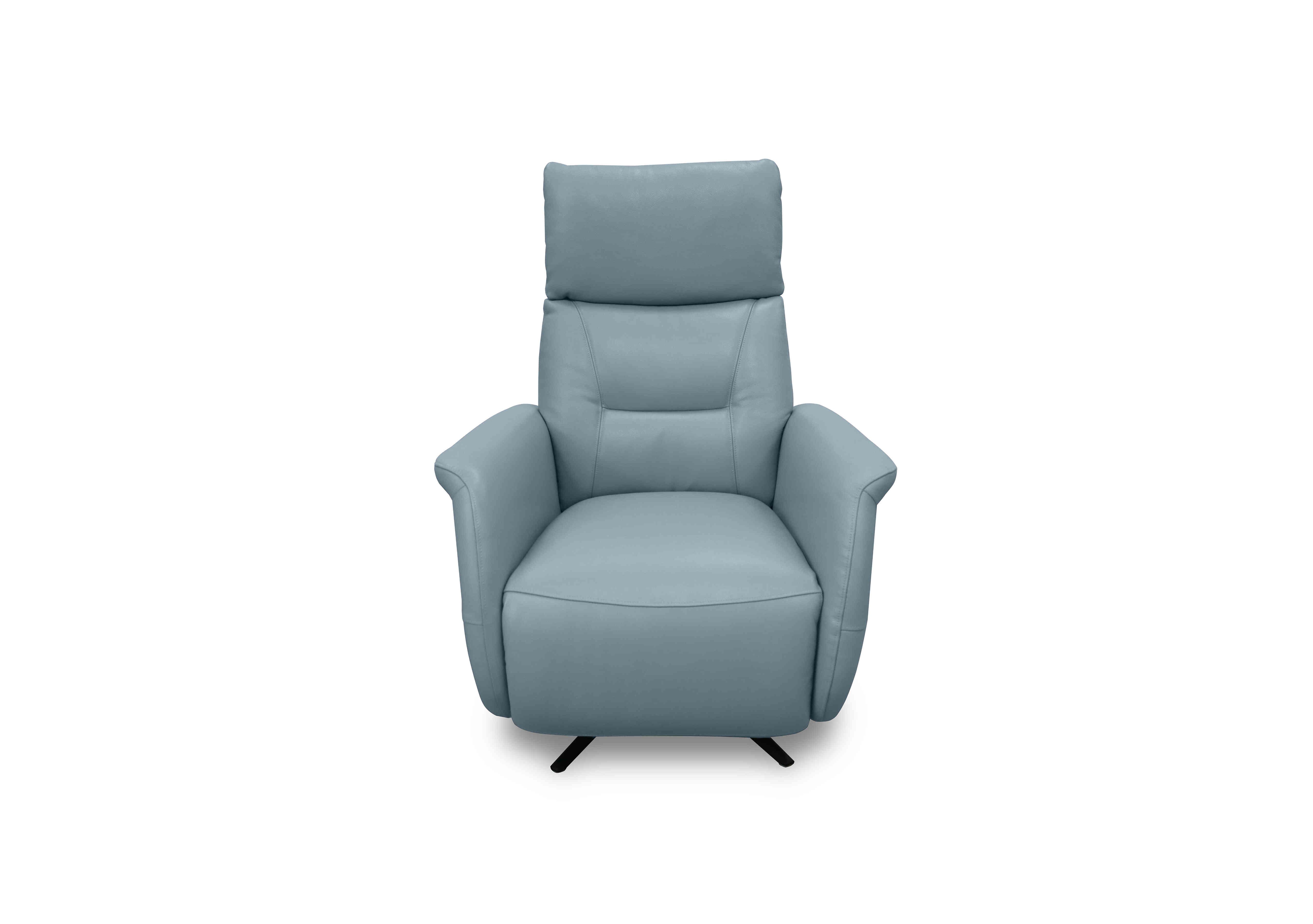 Designer Chair Collection Dusseldorf Leather Power Recliner Swivel Chair in Nc-026e Pearl Blue on Furniture Village