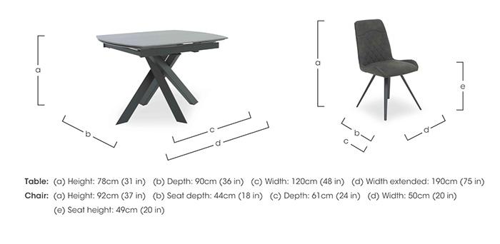 Warrior Grey Swivel Extending Dining Table with 6 Standard Dining Chairs in  on Furniture Village
