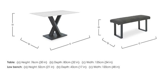 Warrior Crystal White Compact Fixed Dining Table with 2 Standard Dining Benches in  on Furniture Village