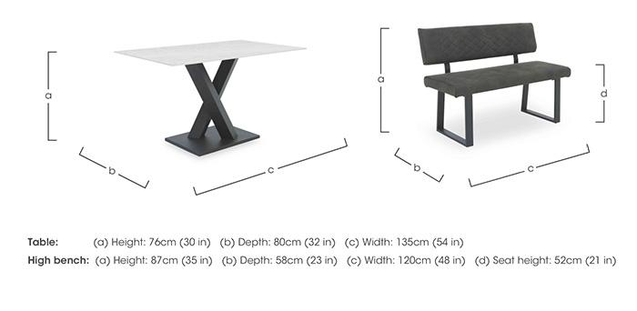 Warrior Crystal White Compact Fixed Dining Table with 2 High Back Dining Benches in  on Furniture Village