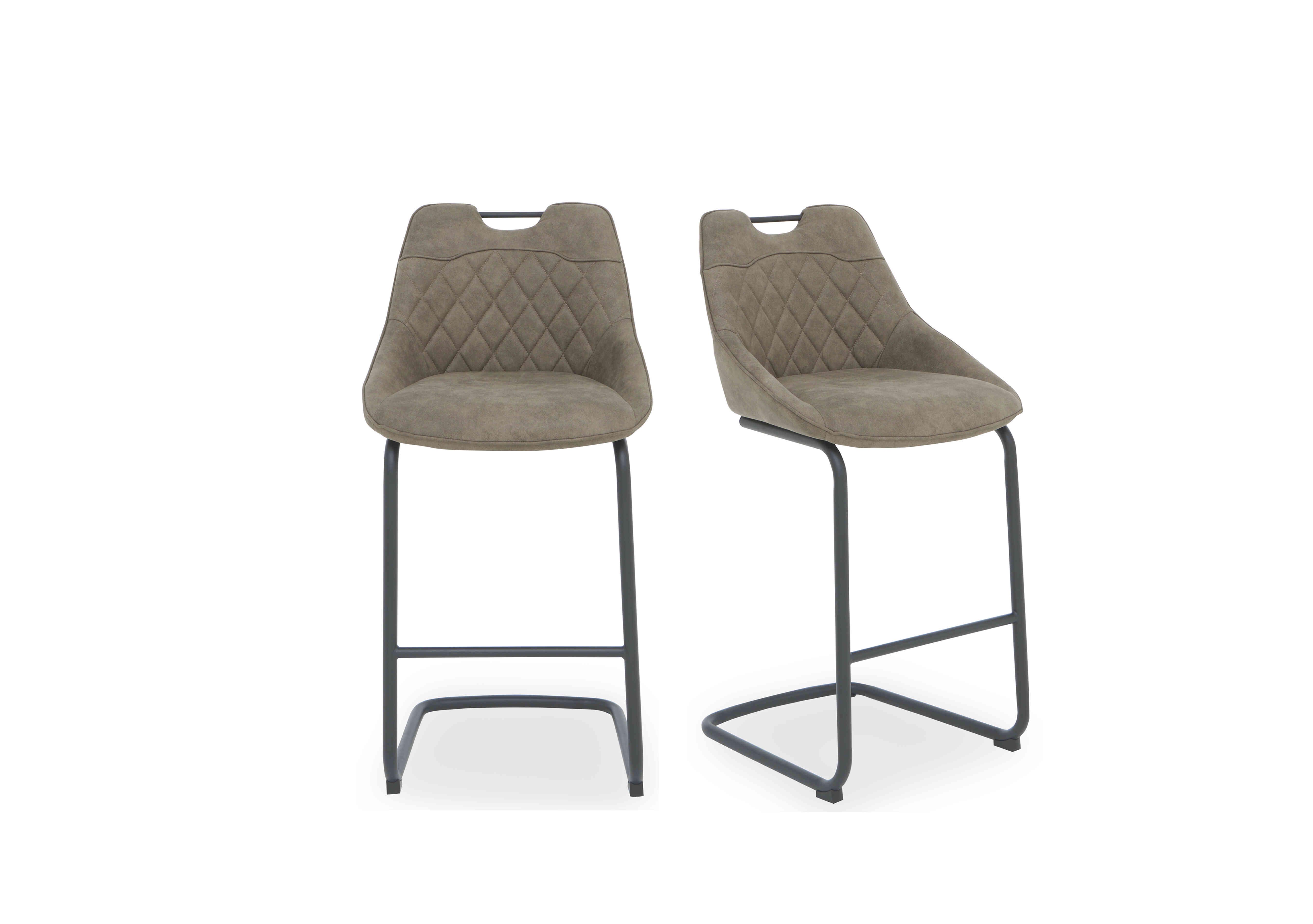 Warrior Pair of Cantilever Bar Stools in Taupe on Furniture Village