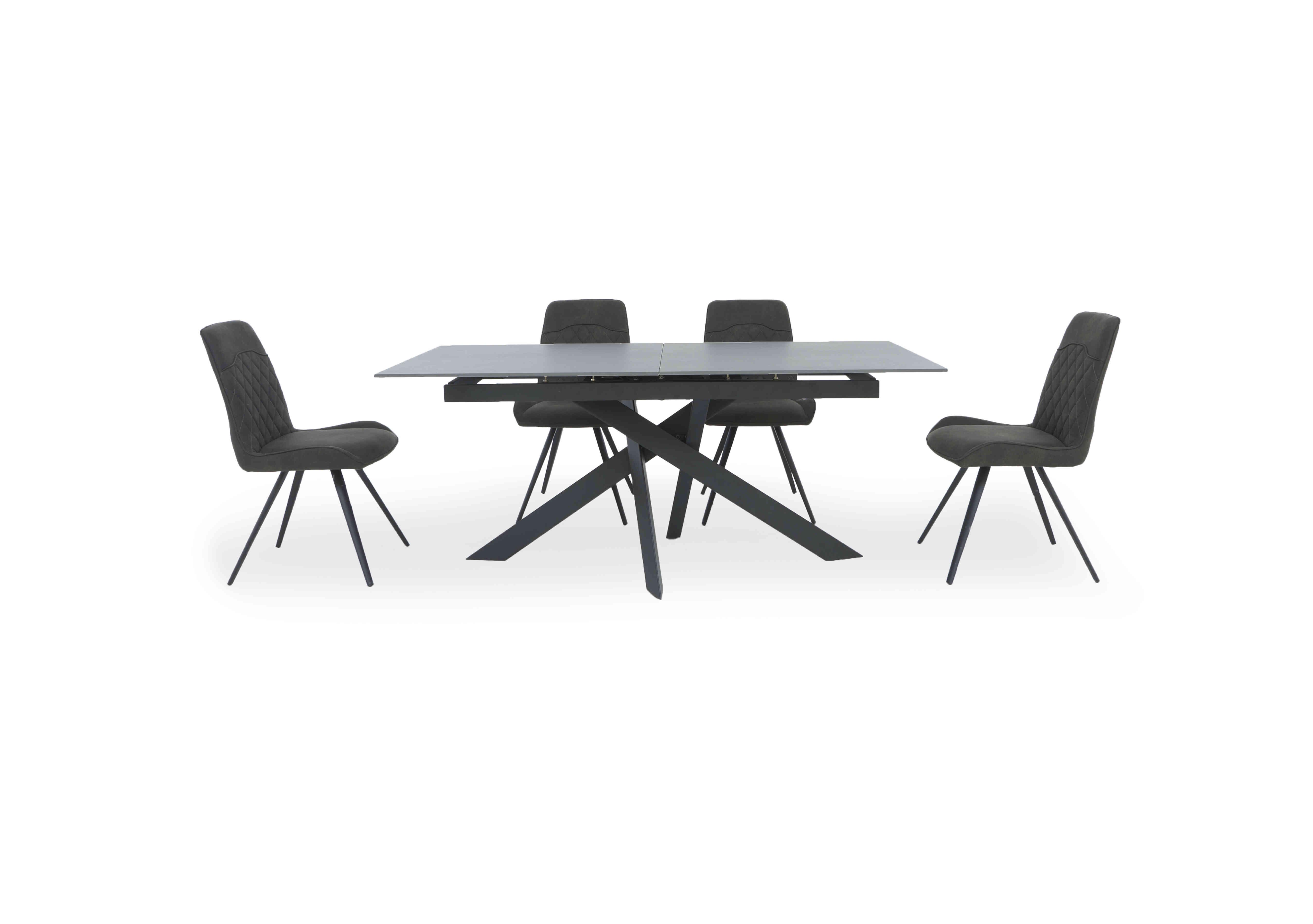 Warrior Grey Extending Dining Table with 4 Standard Dining Chairs in Grey/Grey on Furniture Village