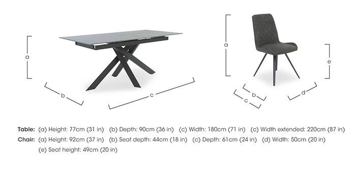 Warrior Grey Extending Dining Table with 6 Standard Dining Chairs in  on Furniture Village