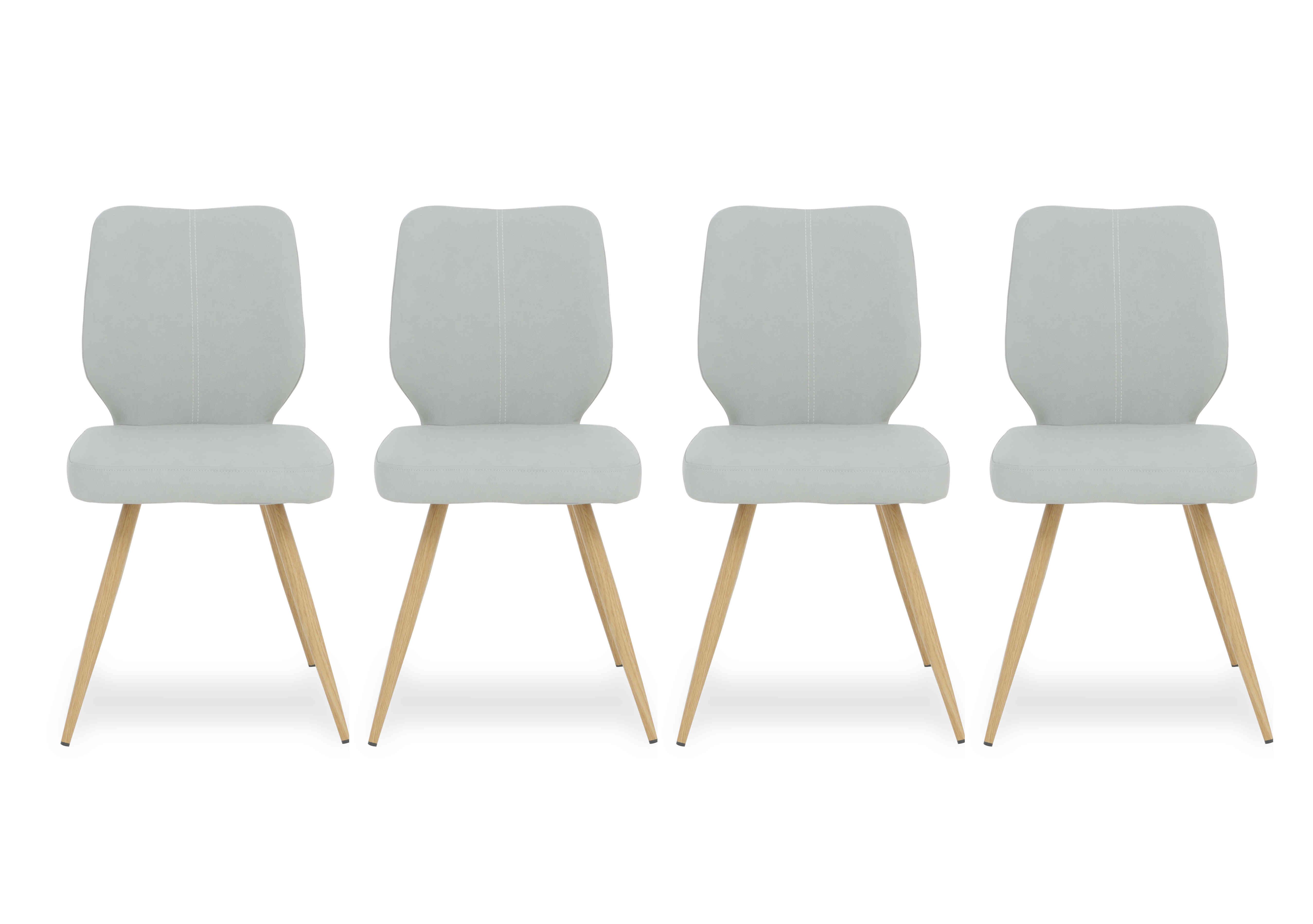 Jonah Set of 4 Faux Leather Dining Chairs in Light Grey on Furniture Village