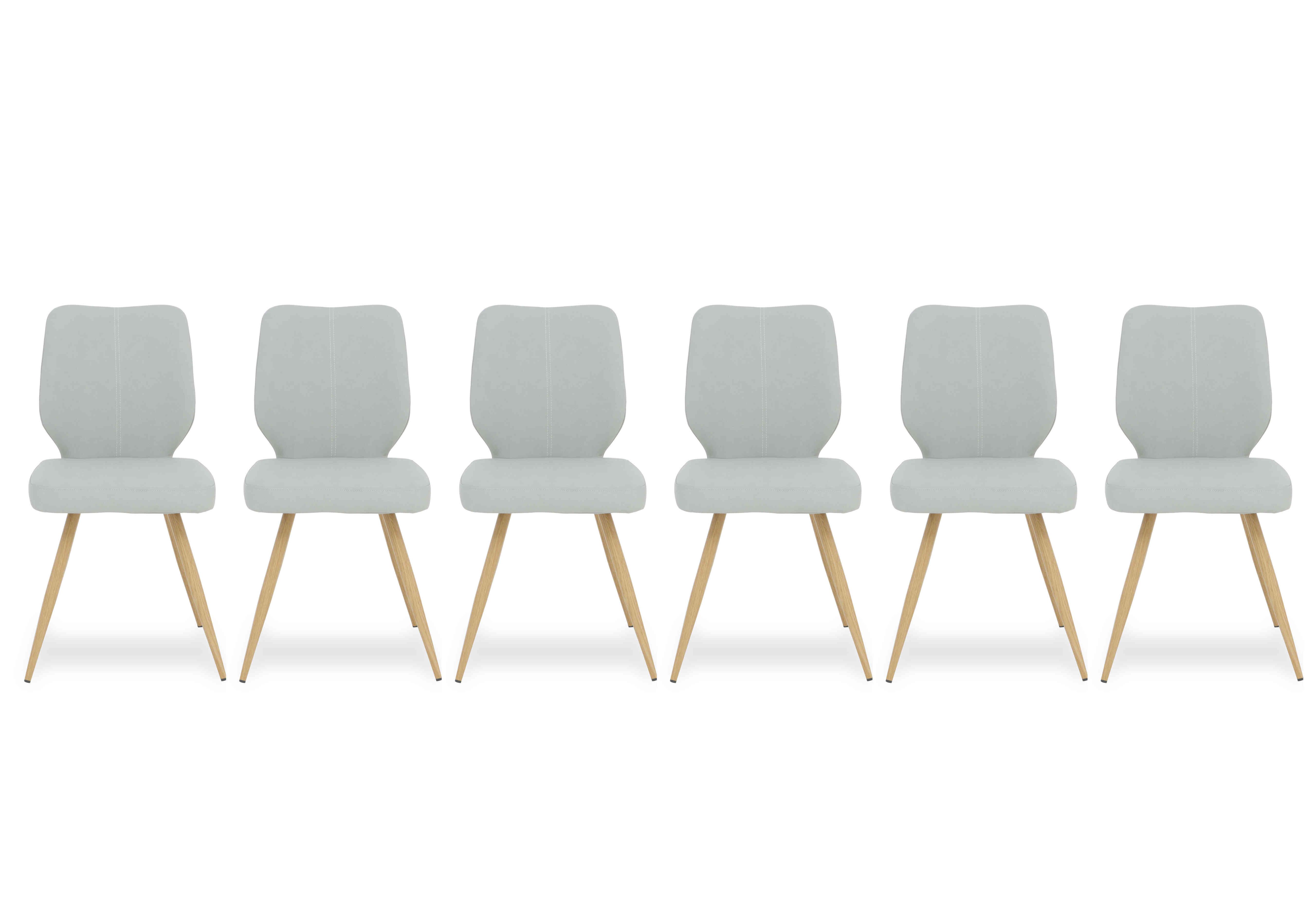 Jonah Set of 6 Faux Leather Dining Chairs in Light Grey on Furniture Village