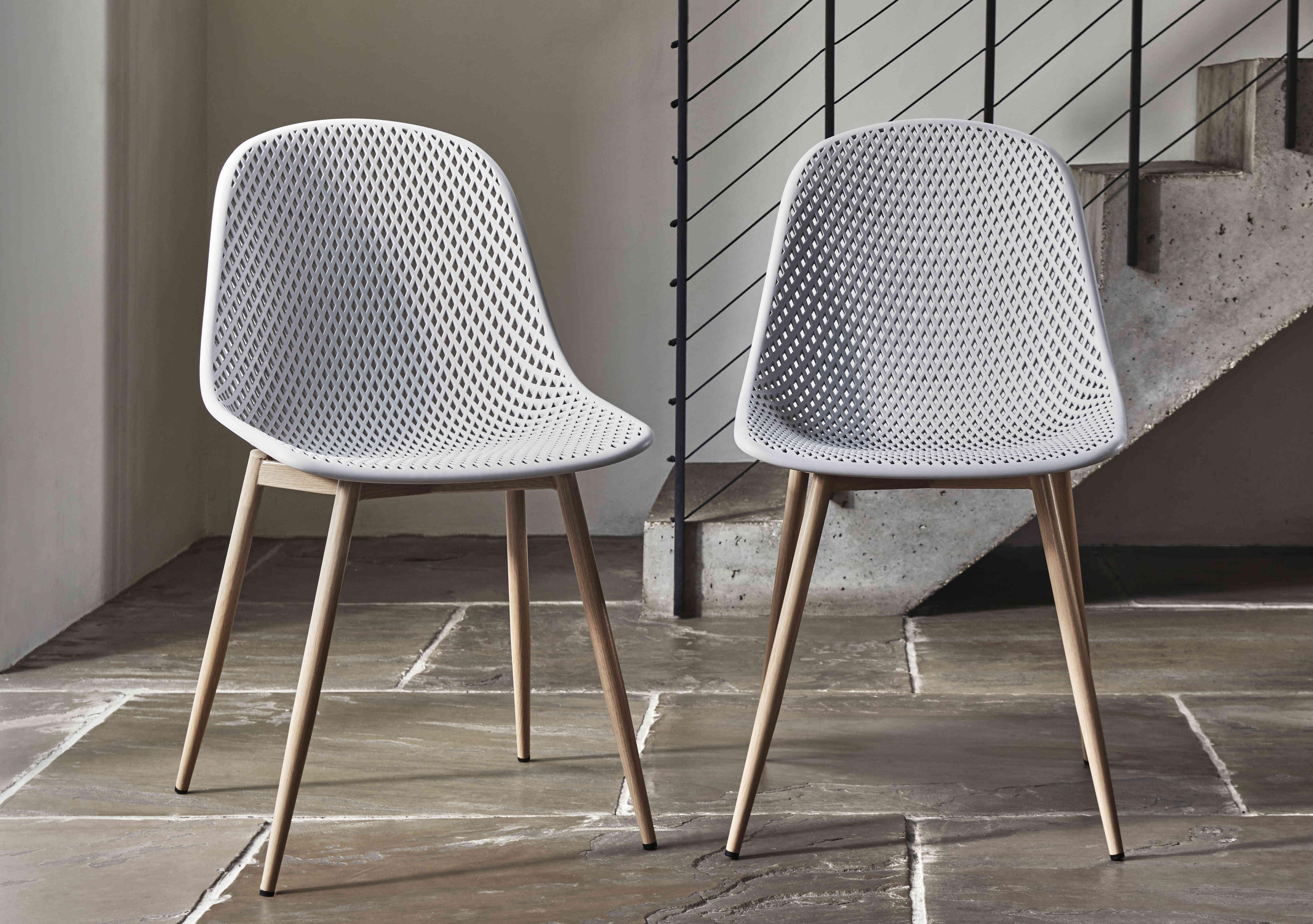 Jonah Pair of Trellis Plastic Dining Chairs in  on Furniture Village