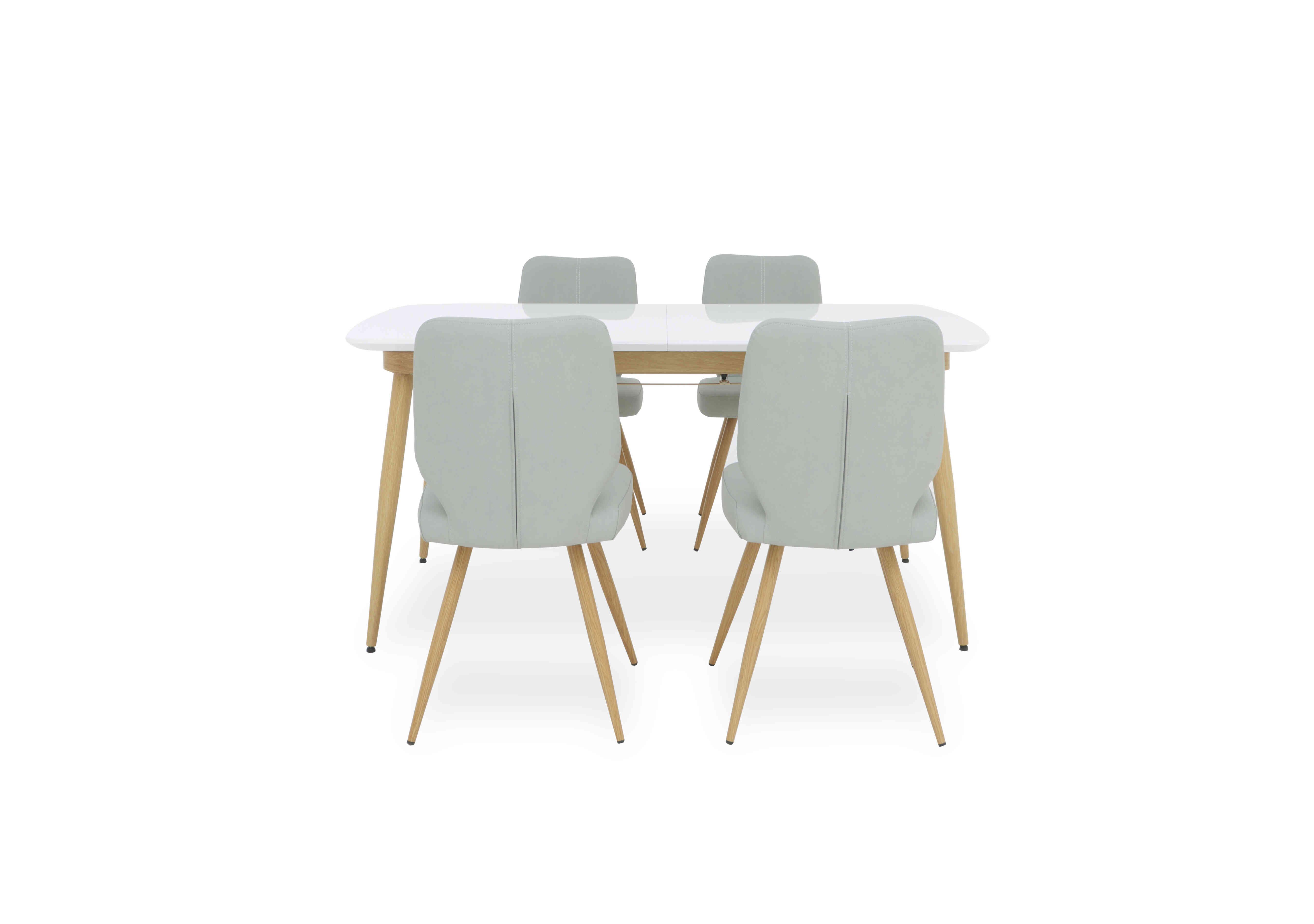 Jonah Extending Dining Table with 4 Faux Leather Dining Chairs in Light Grey on Furniture Village