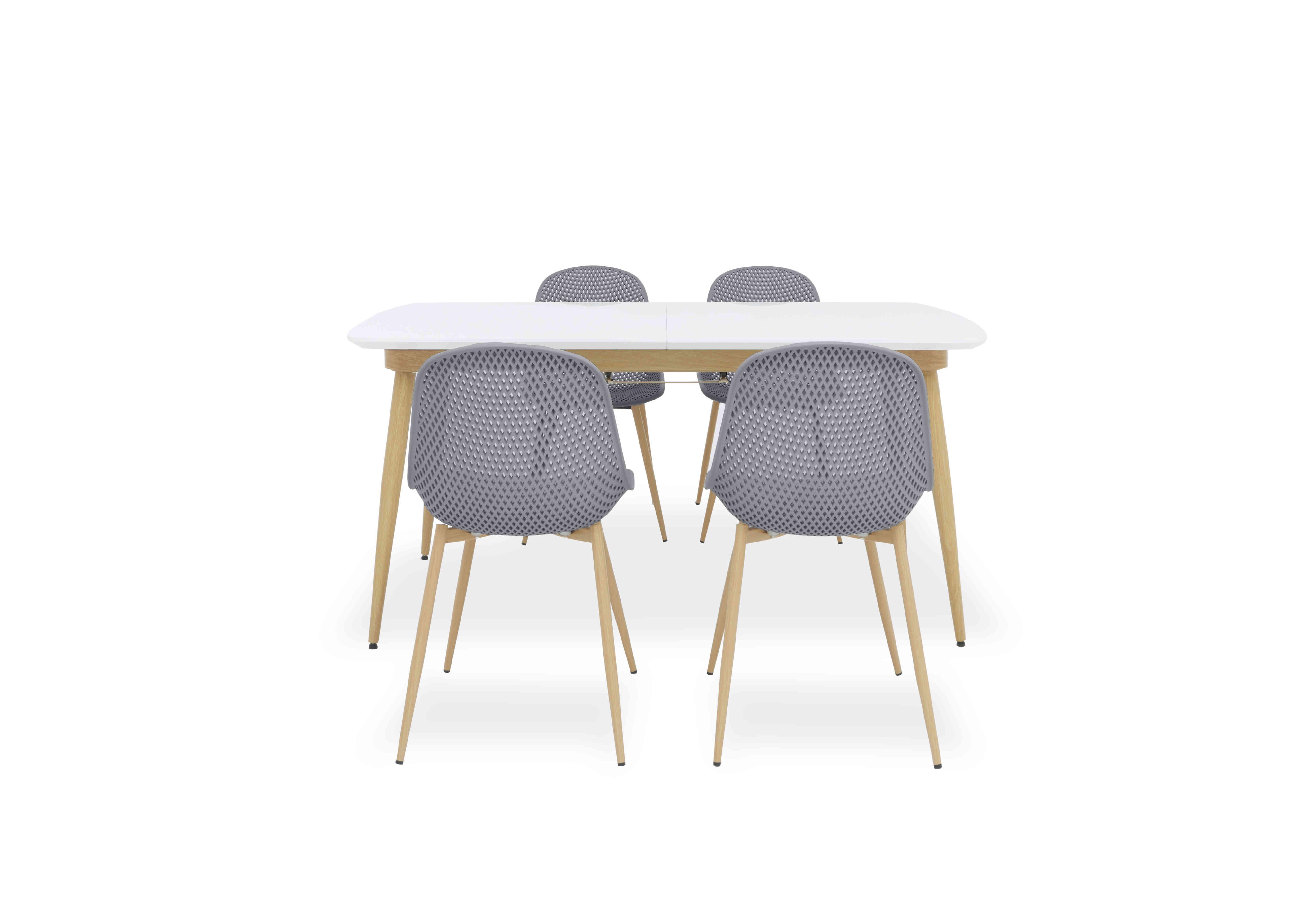 Jonah Extending Dining Table with 4 Trellis Plastic Dining Chairs in Dark Grey on Furniture Village