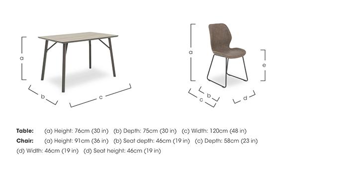 Pedro Rectangular Fixed Dining Table with 4 Faux Leather Ski Leg Dining Chairs in  on Furniture Village