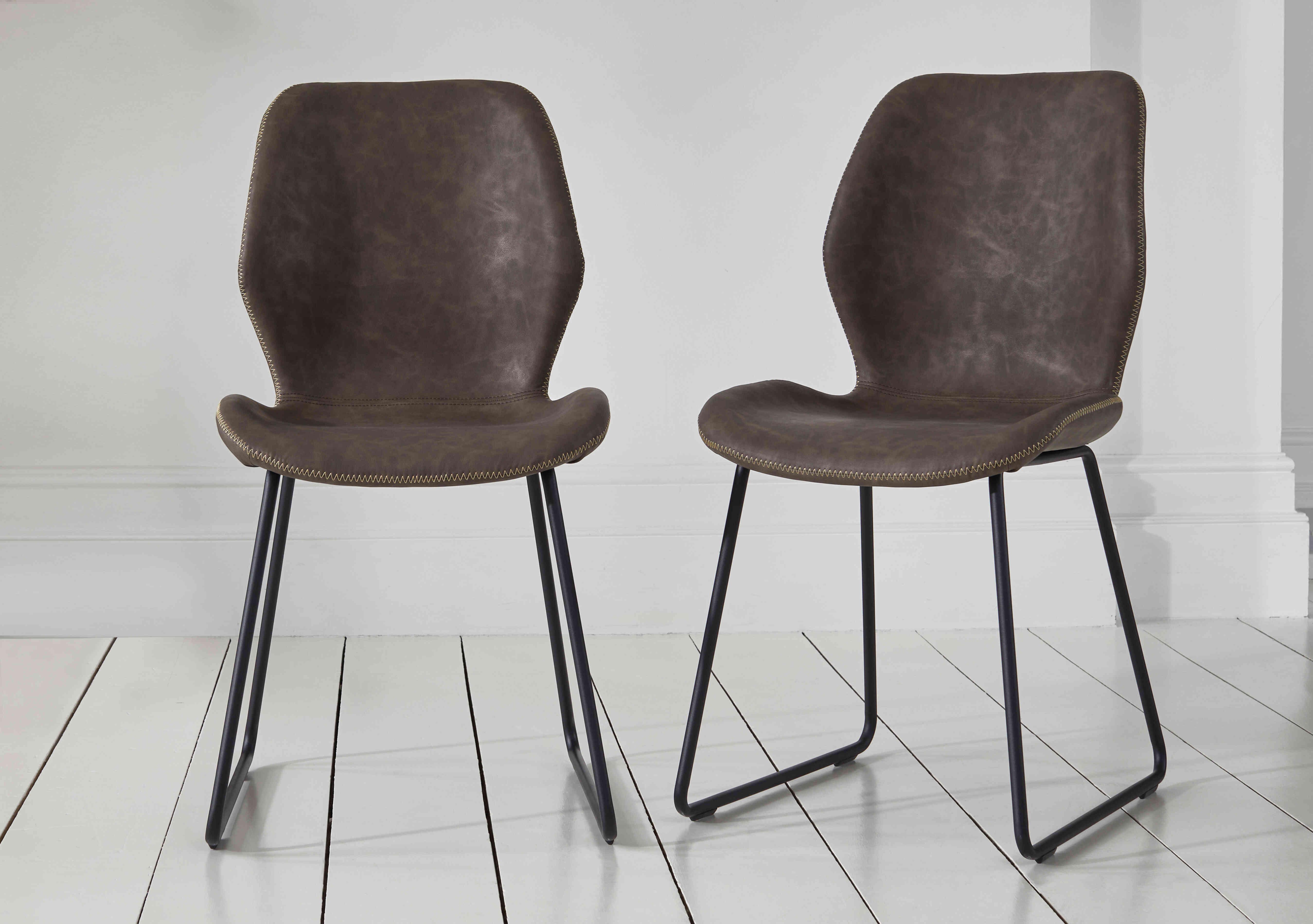 Pedro Set of 6 Faux Leather Ski Leg Dining Chairs in  on Furniture Village
