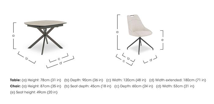 Pedro Swivel Extending Dining Table with 6 Swivel Fabric Dining Chairs in  on Furniture Village