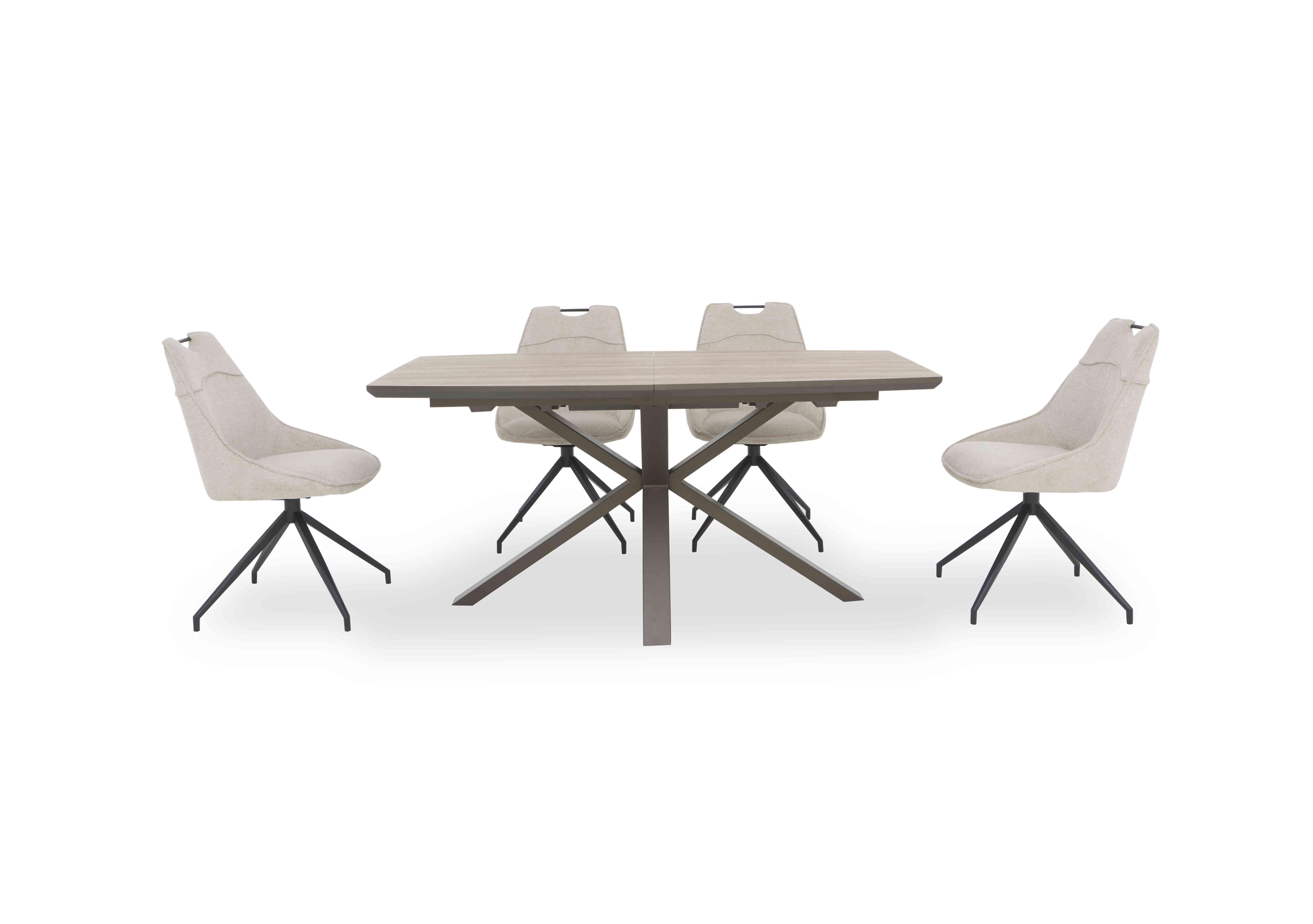 Pedro Extending Dining Table with 4 Swivel Fabric Dining Chairs in Natural on Furniture Village